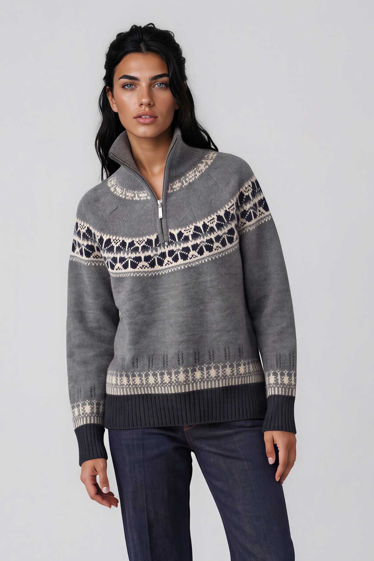 Napowsa High Neck Fair Isle Sweater