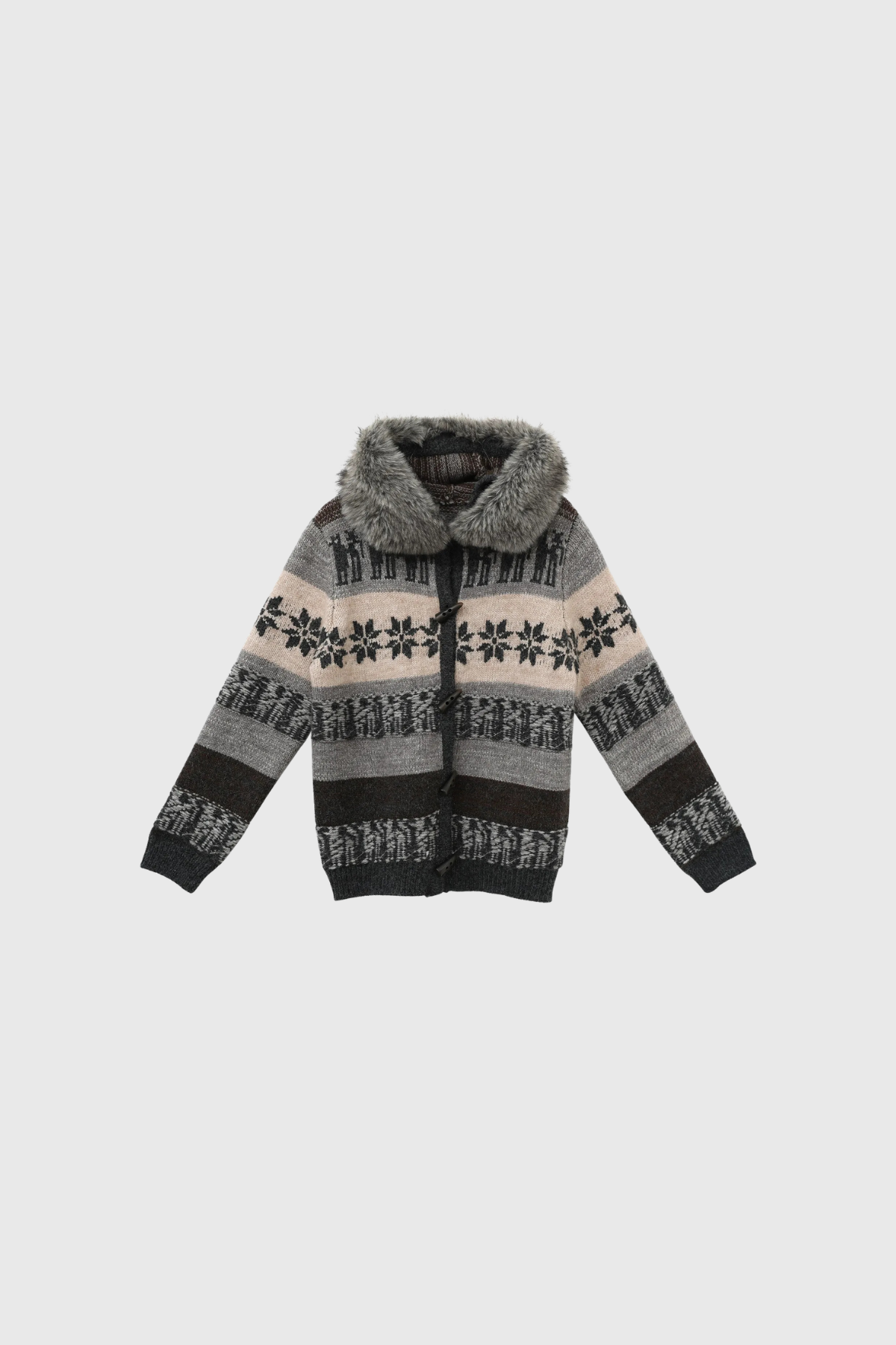 Napua Hooded Faux Fur Fair Isle Sweater