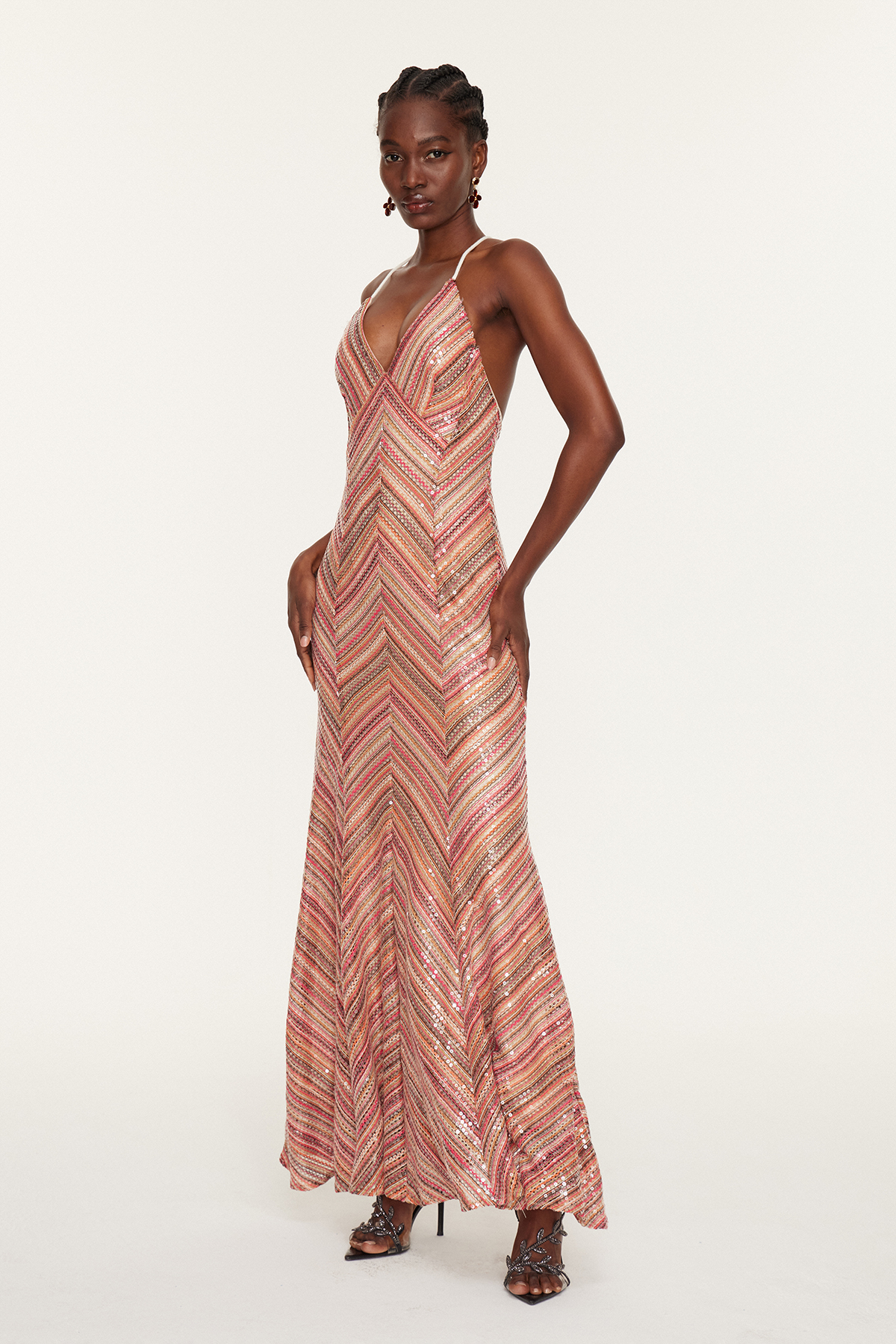 Oanez Sequin Backless Maxi Dress