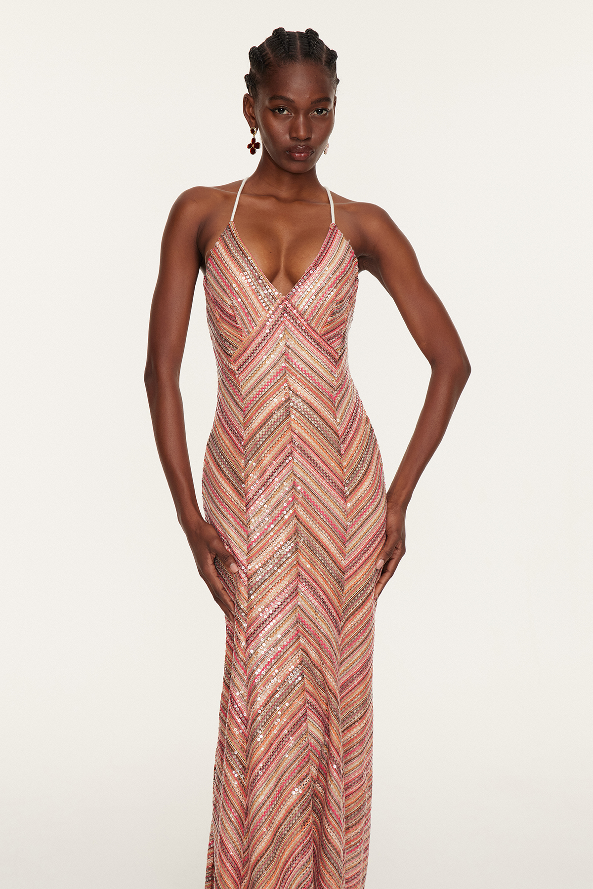 Oanez Sequin Backless Maxi Dress