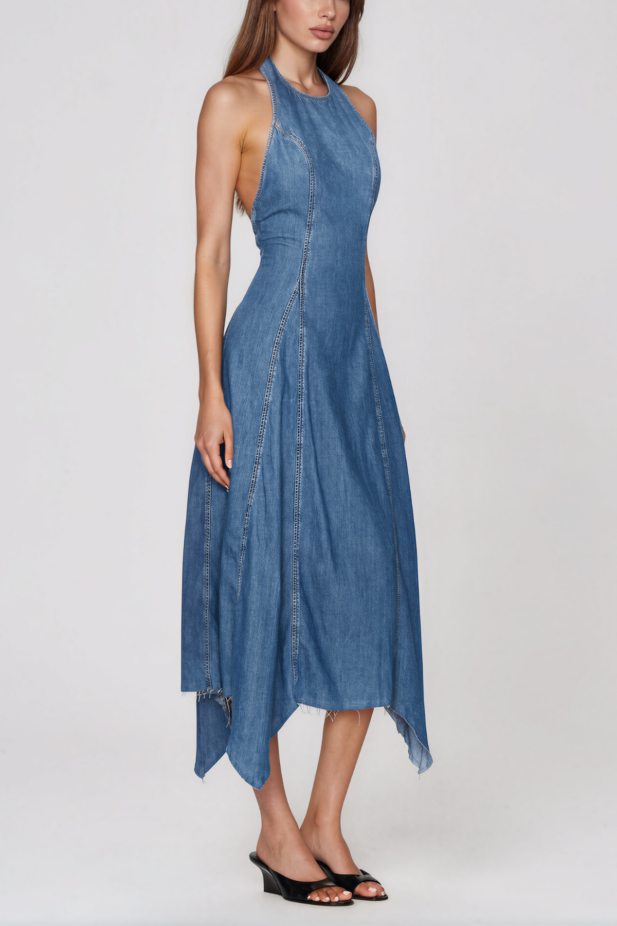 Piper Denim Halter Midi Dress
