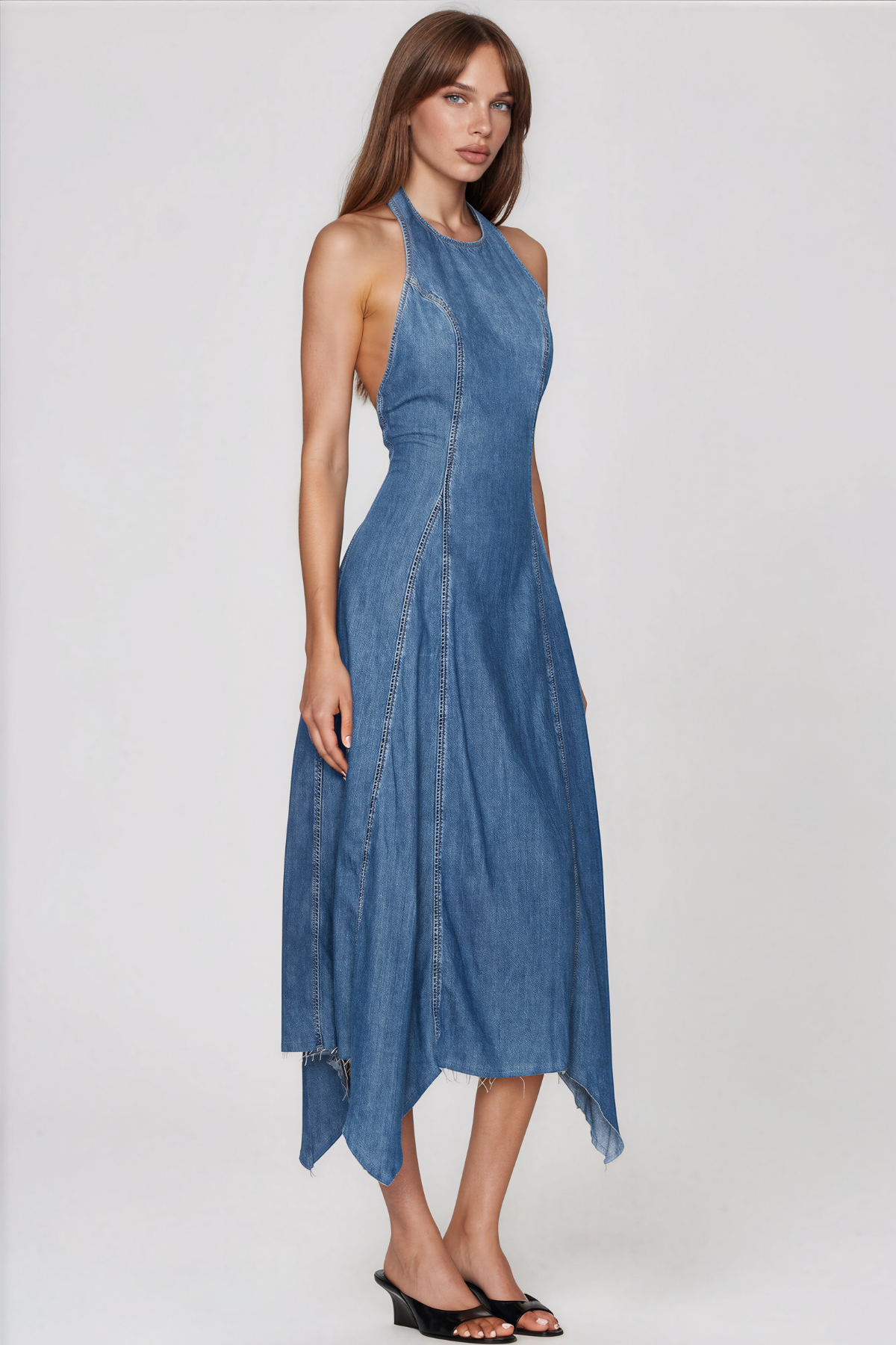Piper Denim Halter Midi Dress