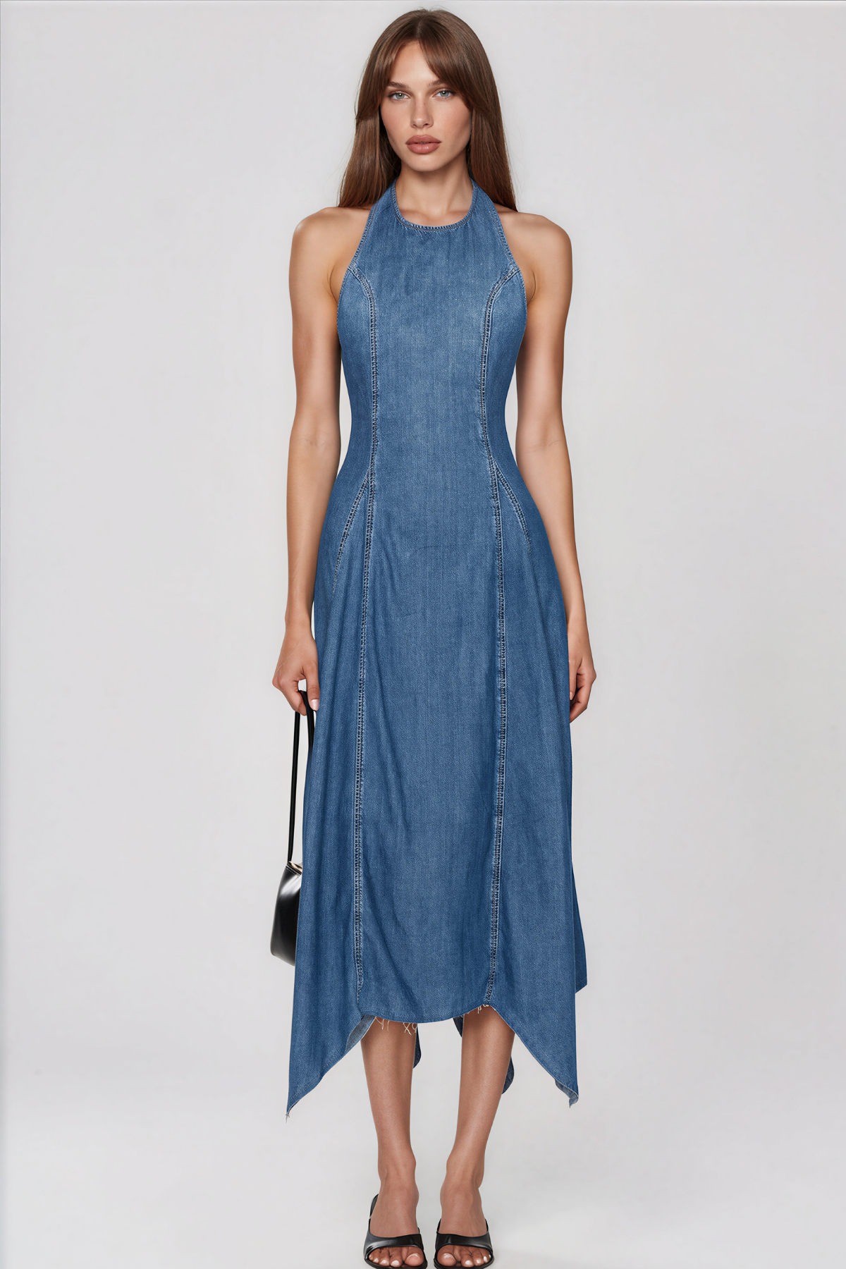 Piper Denim Halter Midi Dress
