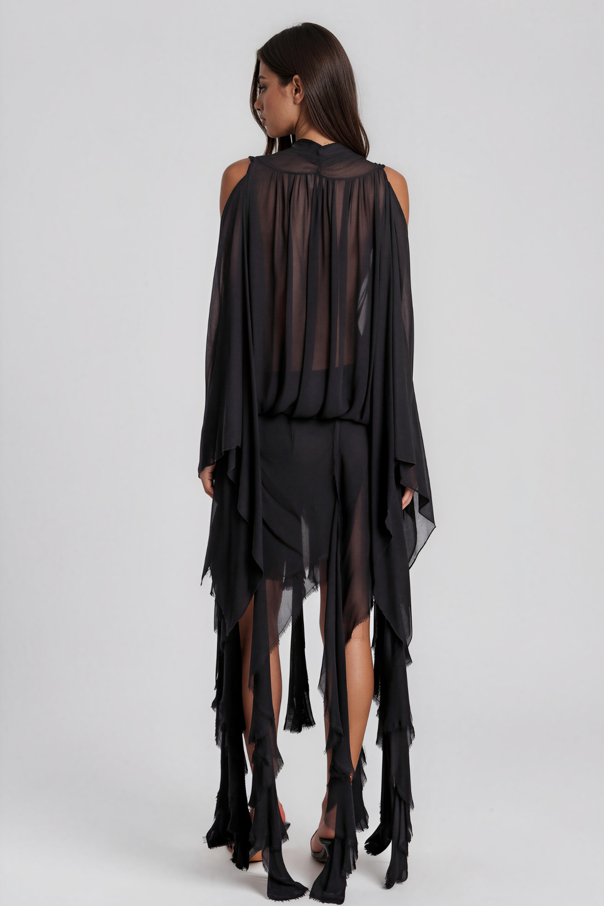 Raven Chiffon Fringe Set