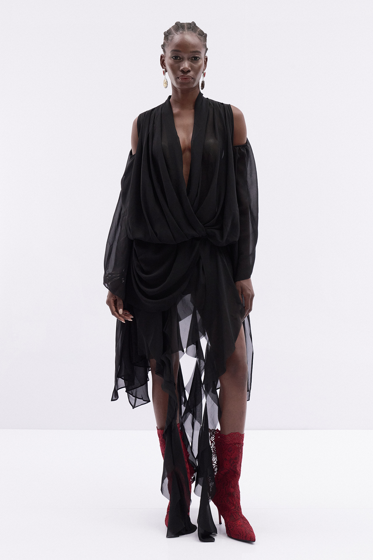 Raven Chiffon Fringe Skirt Set