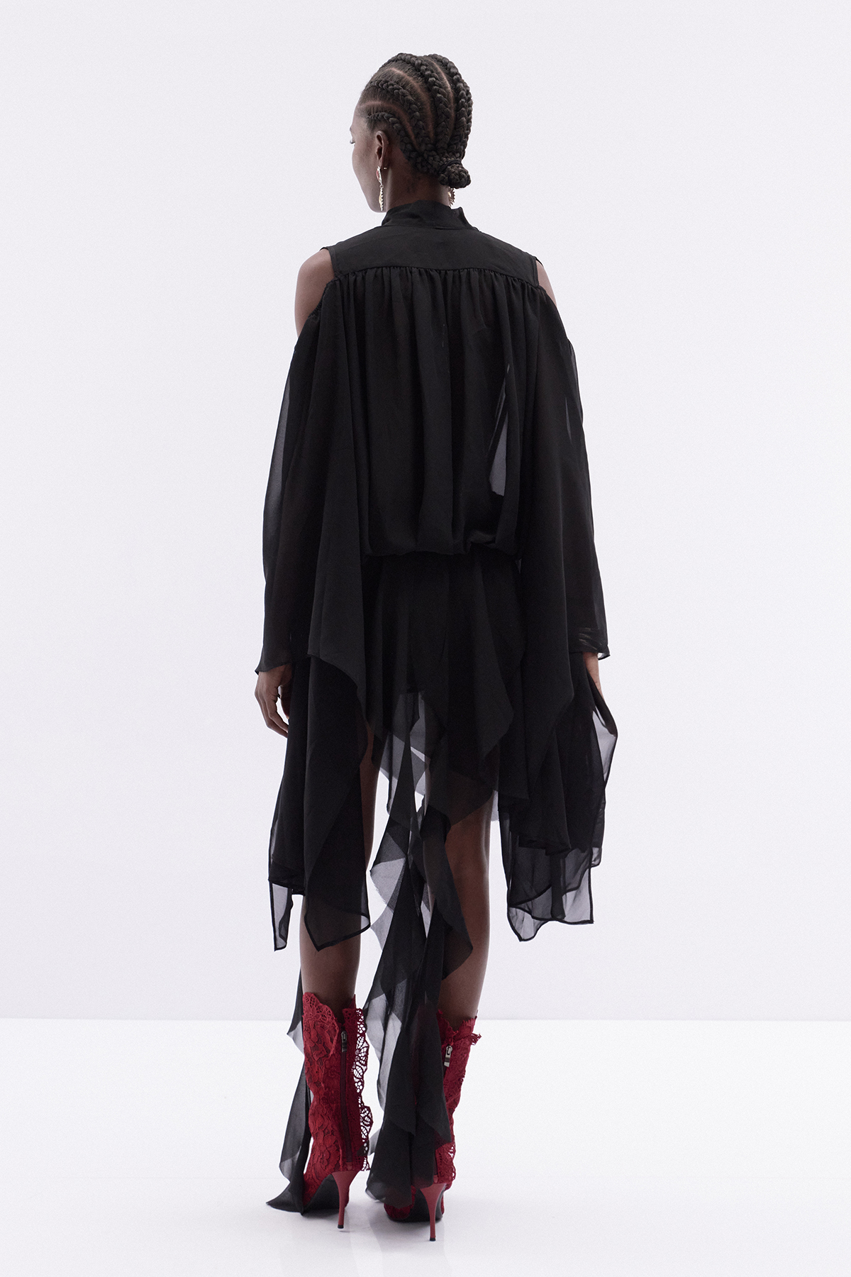 Raven Chiffon Fringe Skirt Set