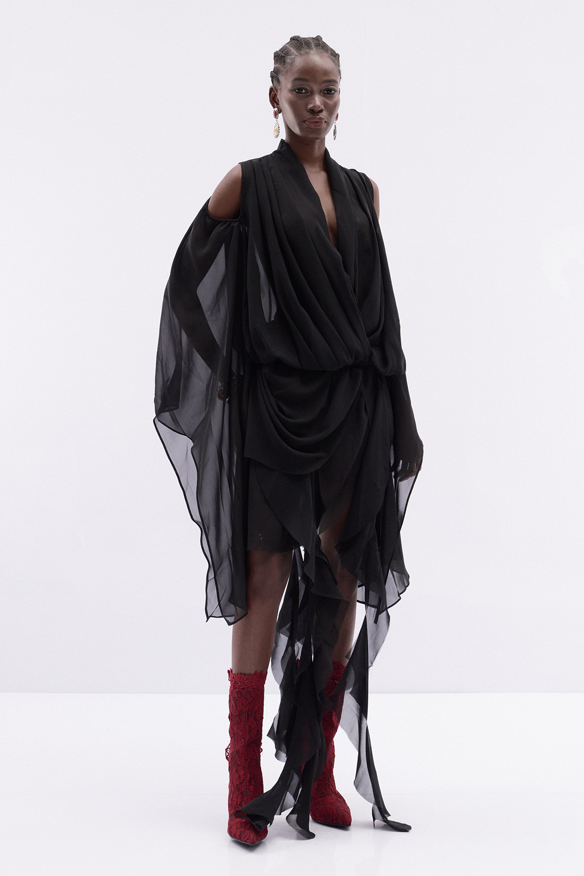 Raven Chiffon Fringe Skirt Set