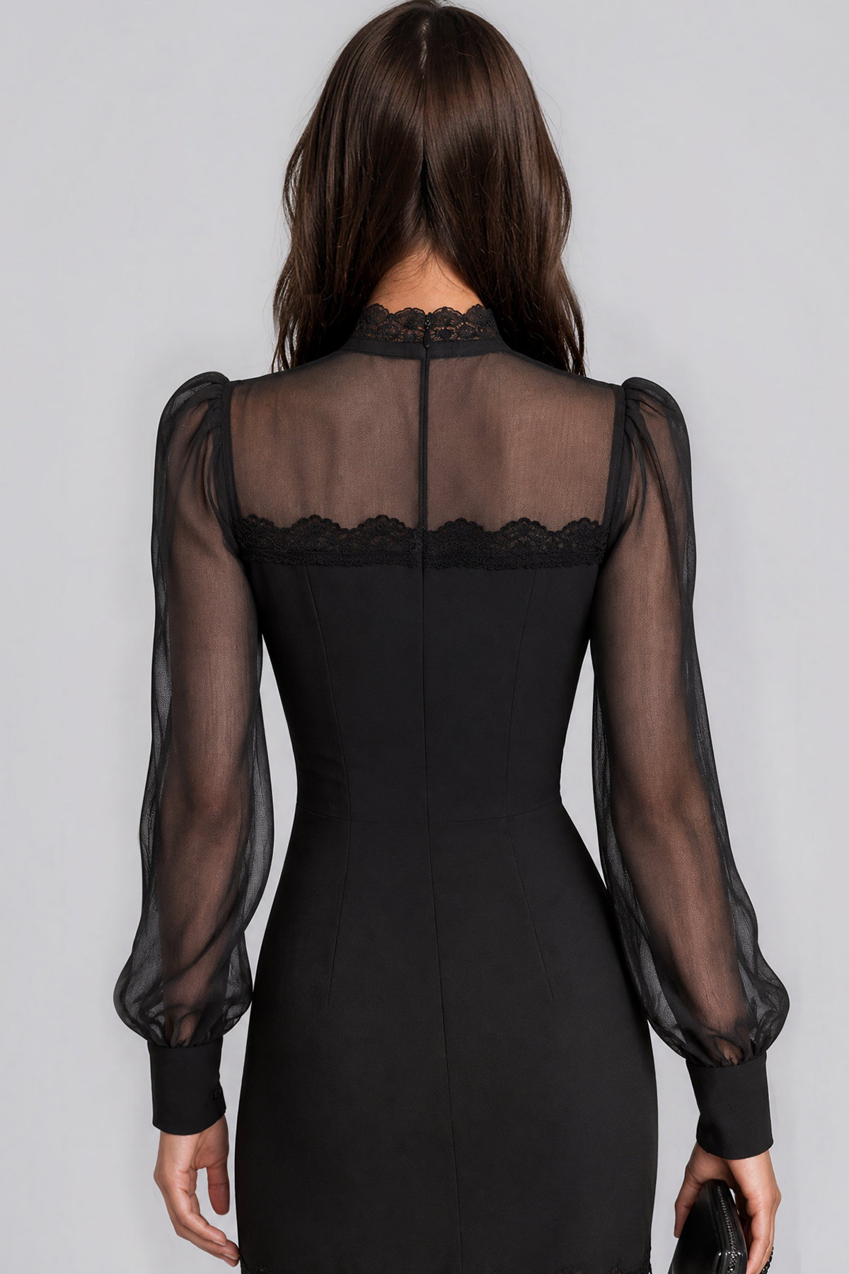 Rora Mesh Cutout Lace Mini Dress