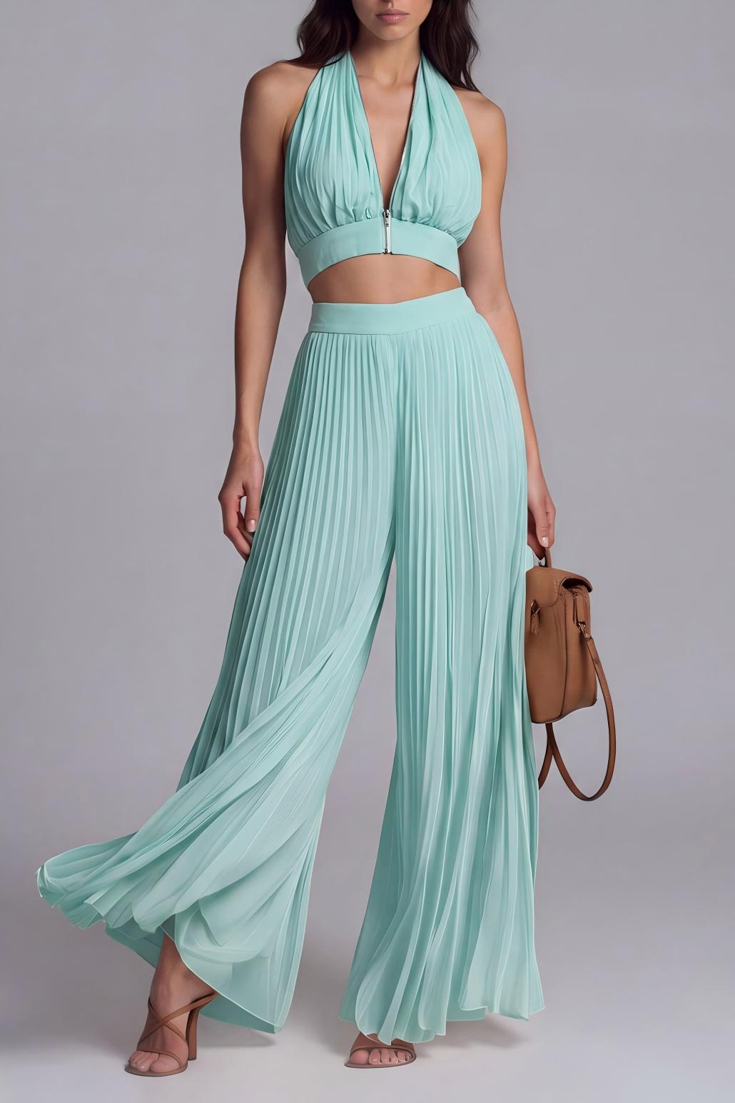Sera Halter Neck Ruch Pants Set