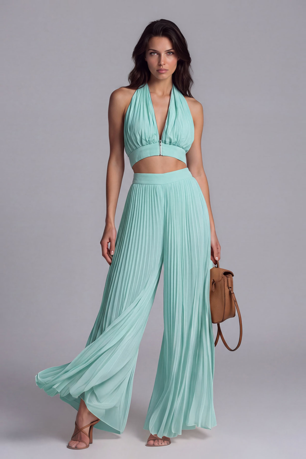 Sera Halter Neck Ruch Pants Set