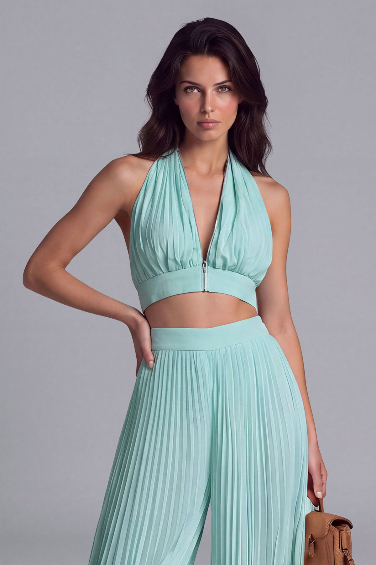 Sera Halter Neck Ruch Pants Set