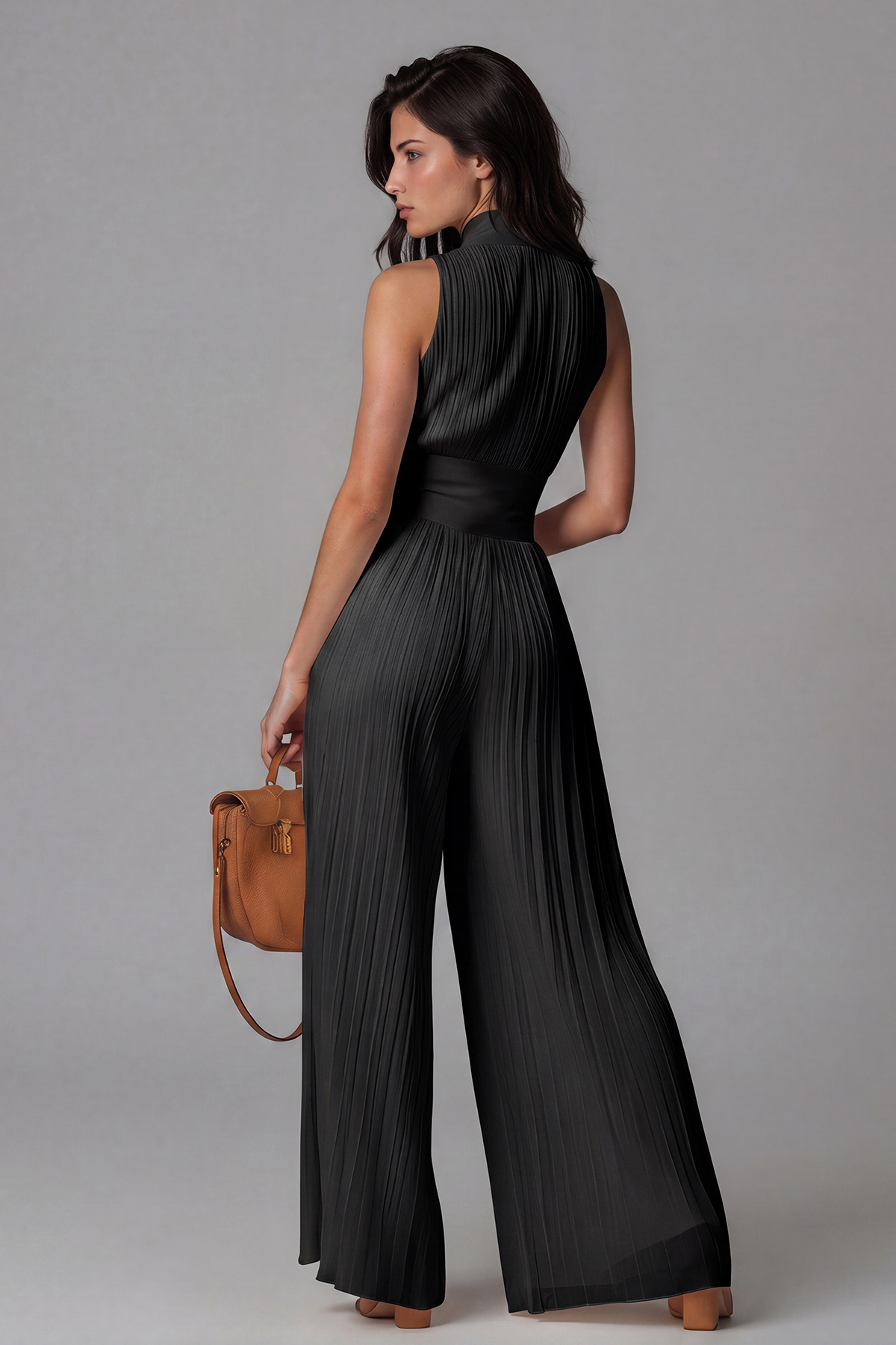 Sera Zipper Ruched Jumpsuit In Black