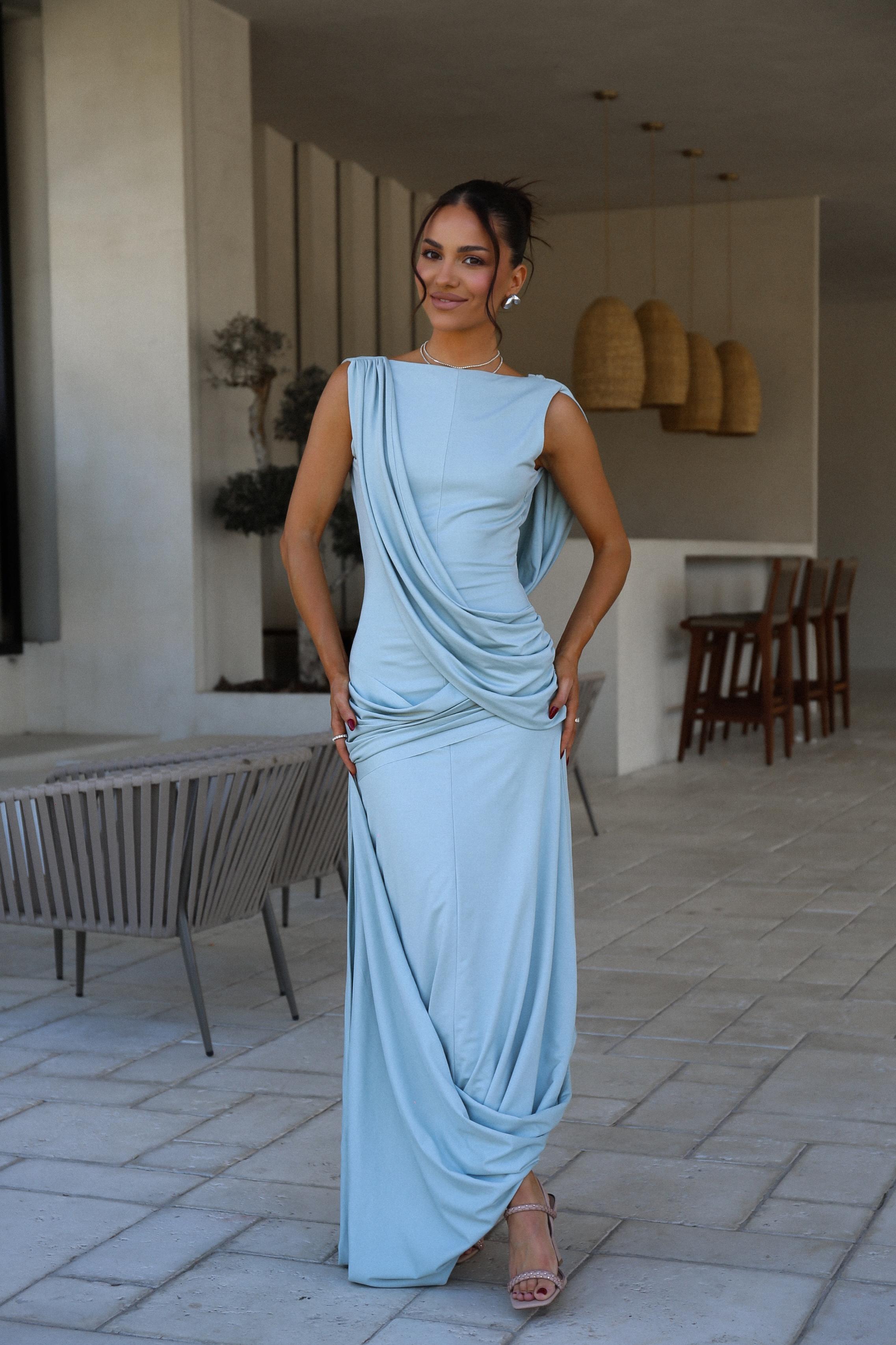 Fearghal Sleeveless Draped Maxi Dress