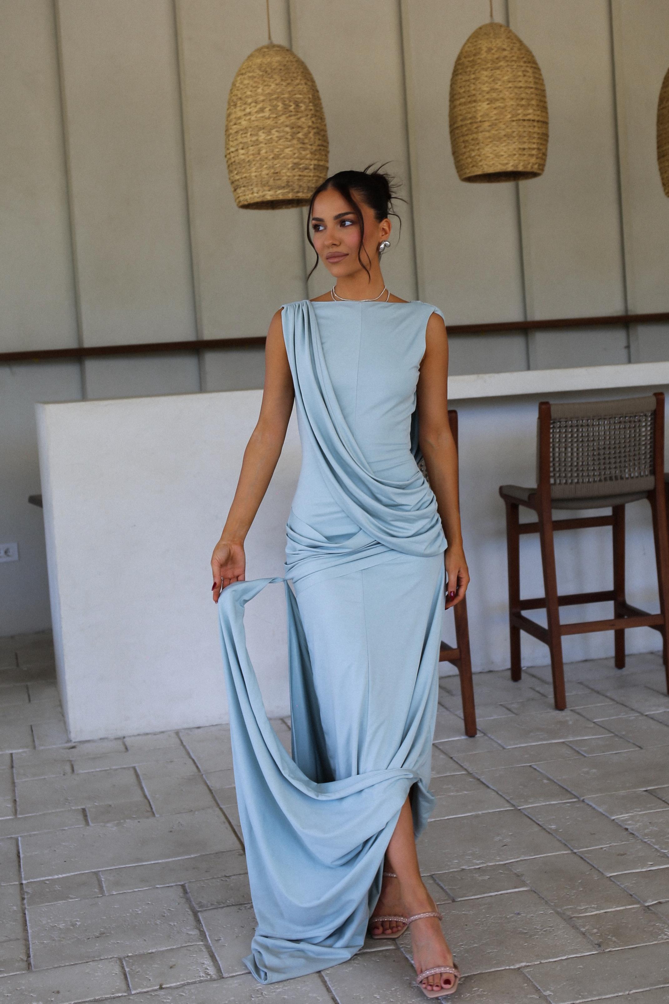 Fearghal Sleeveless Draped Maxi Dress