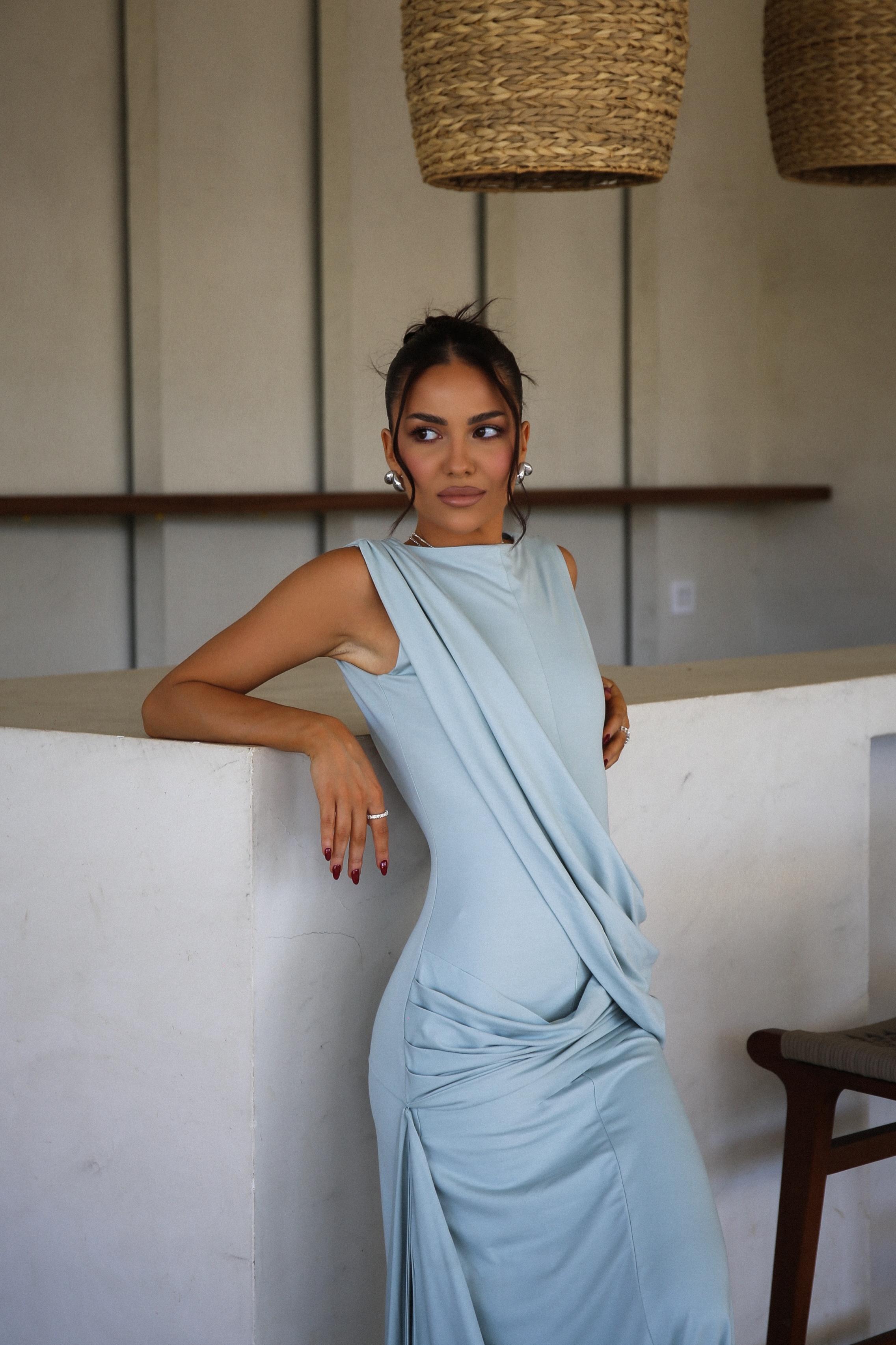 Fearghal Sleeveless Draped Maxi Dress