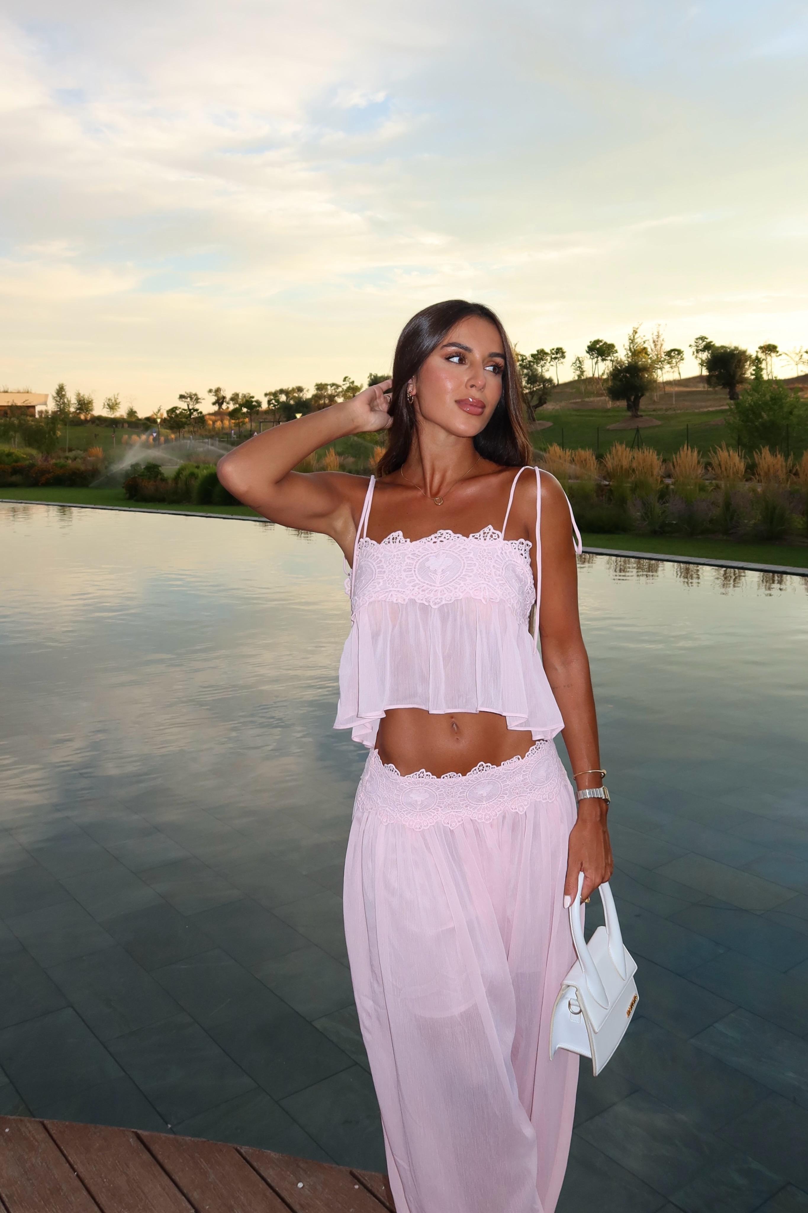 Hanieh Lace Ruch Pants Set