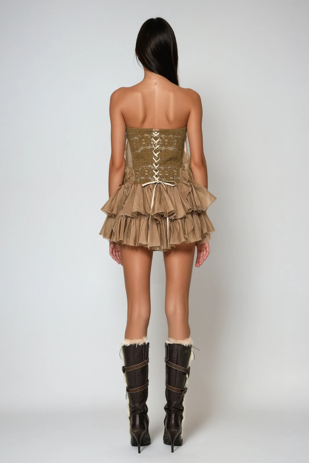 Wioleta Strapless Ruffle Mini Dress