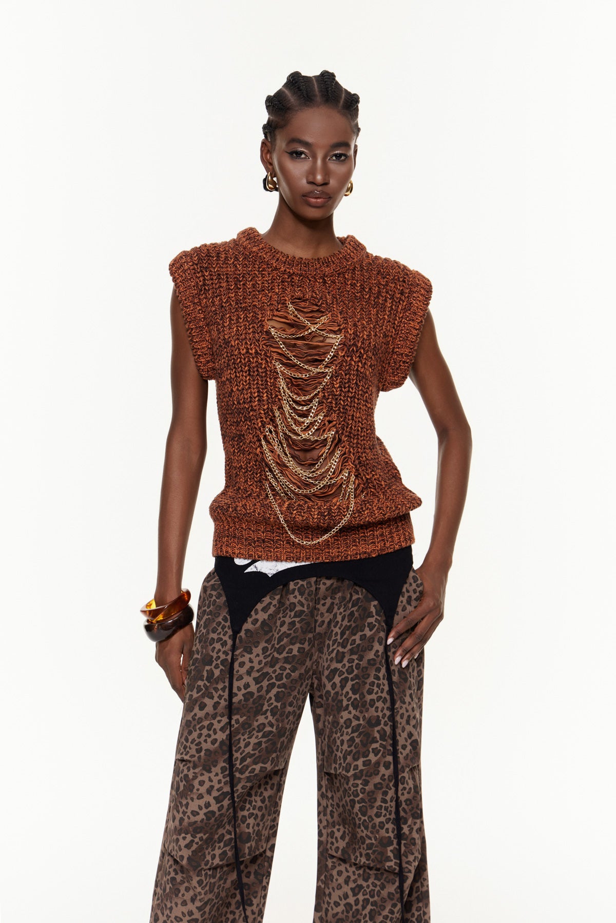 Xiomara Cutout Chain Embellished Top