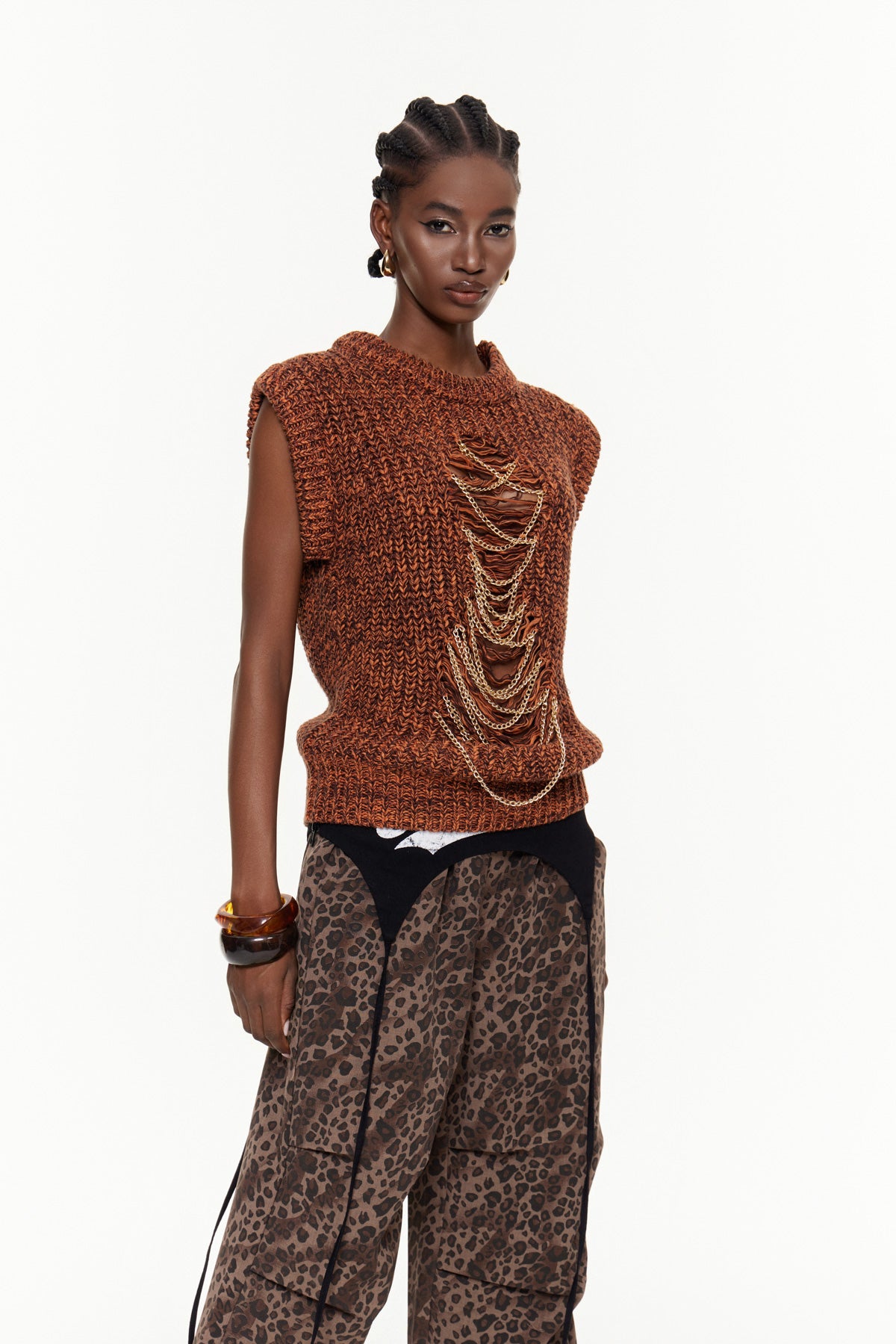 Xiomara Cutout Chain Embellished Top