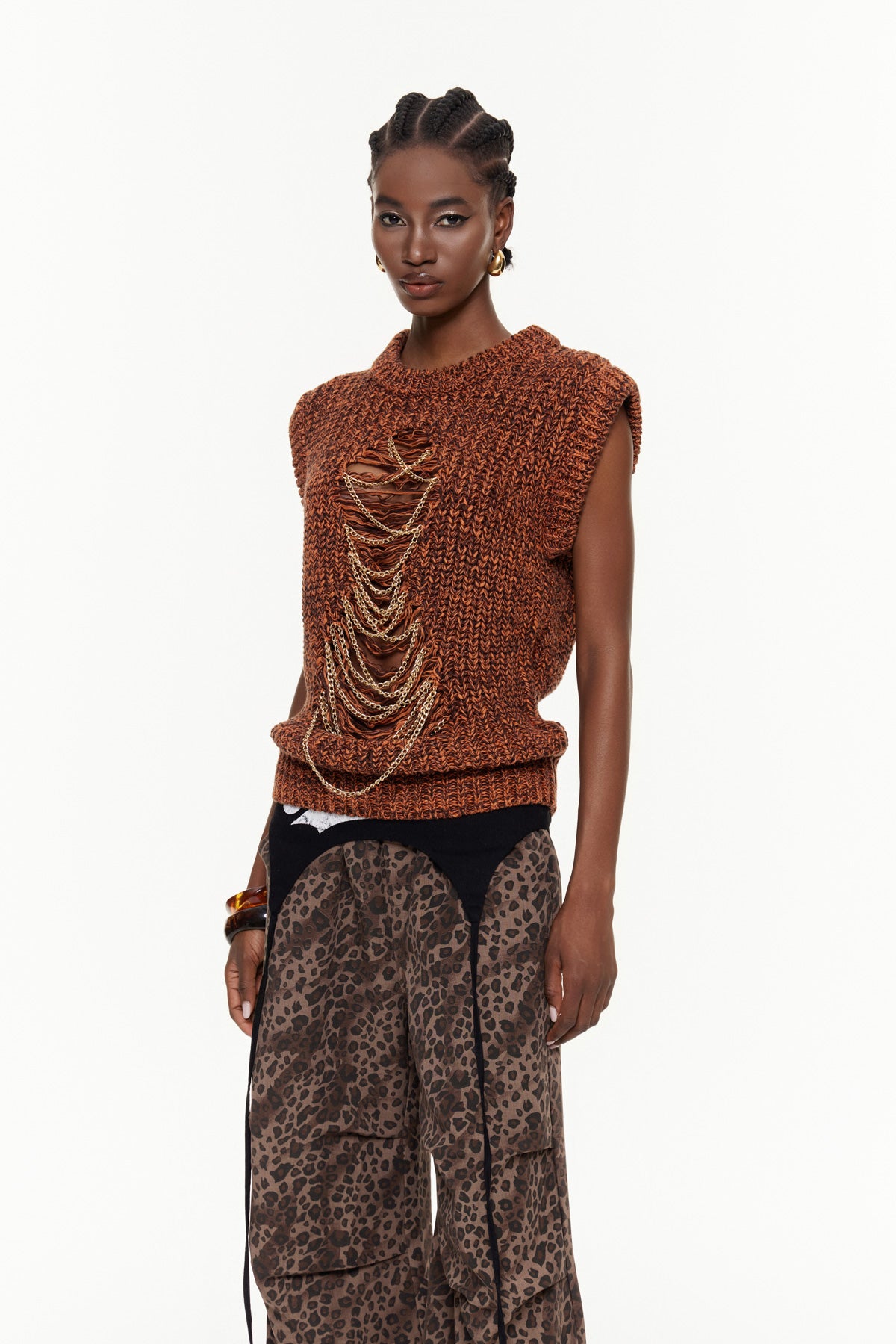 Xiomara Cutout Chain Embellished Top