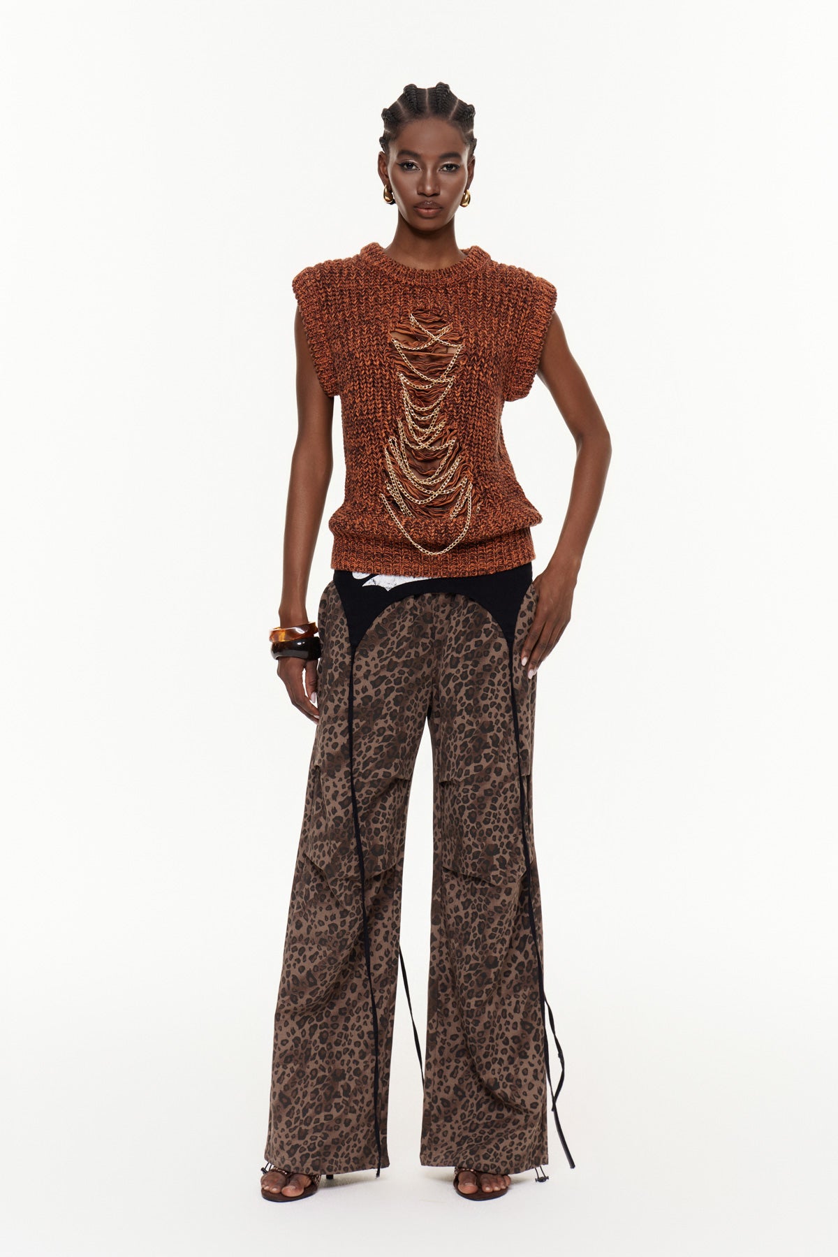 Xiomara Cutout Chain Embellished Top
