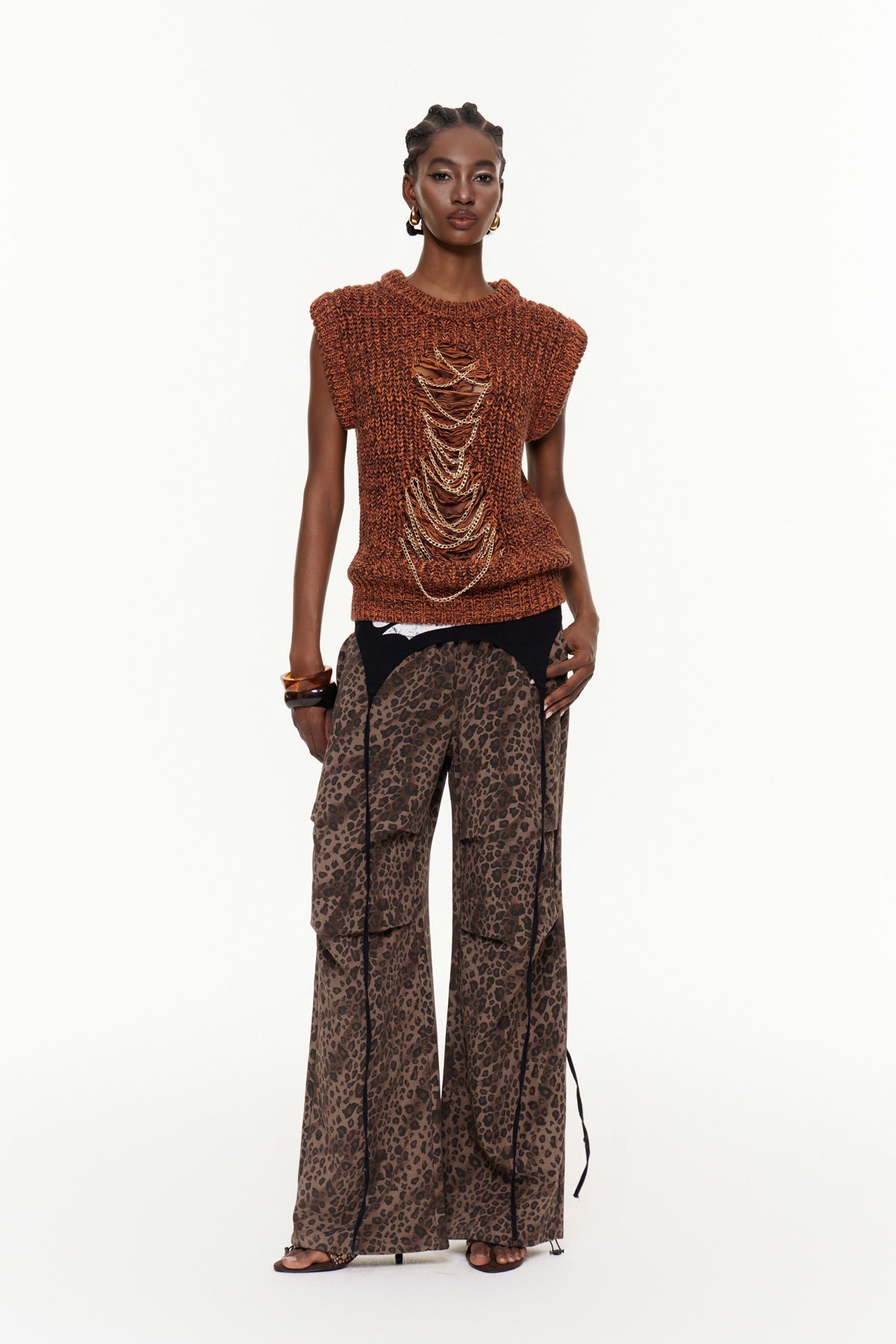 Xiomara Cutout Chain Embellished Top