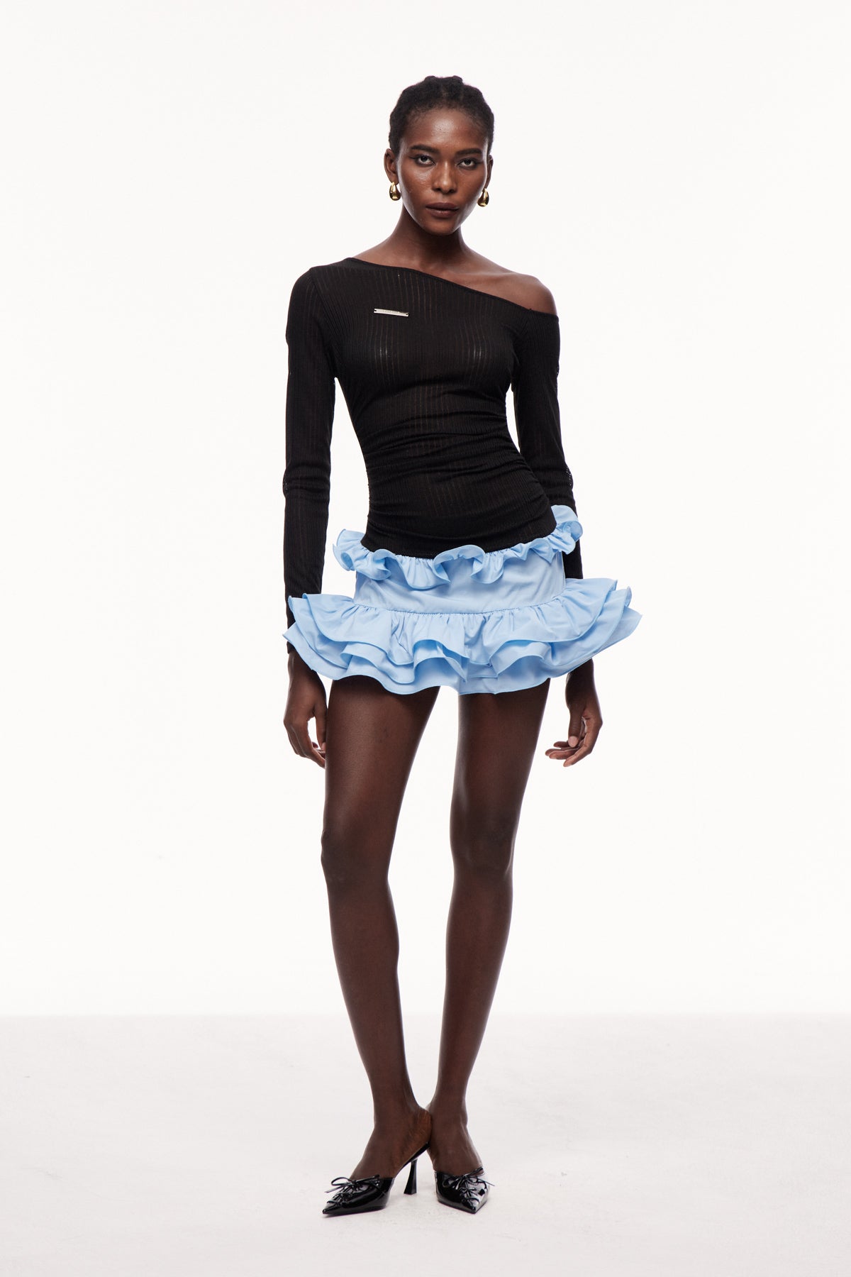 Xue Mesh Ruffle Mini Dress