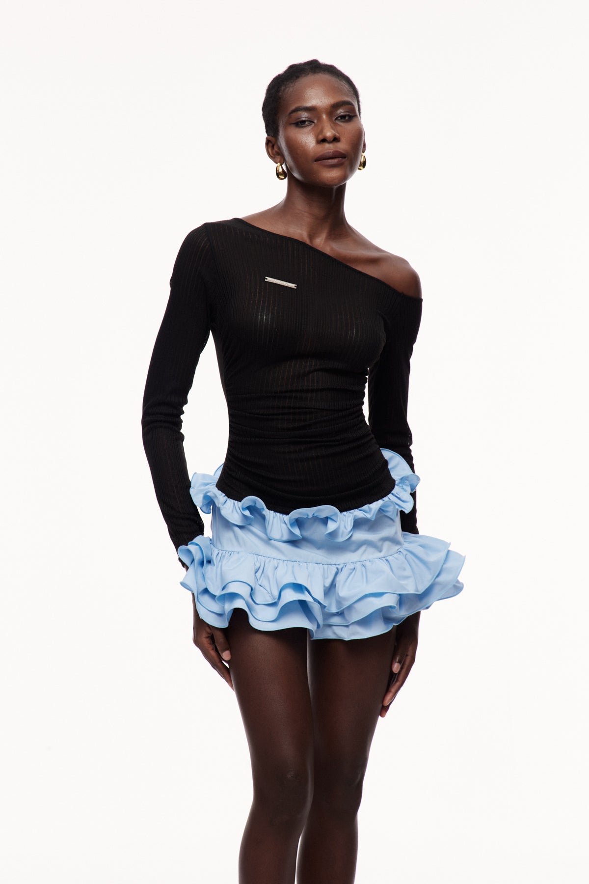 Xue Mesh Ruffle Mini Dress