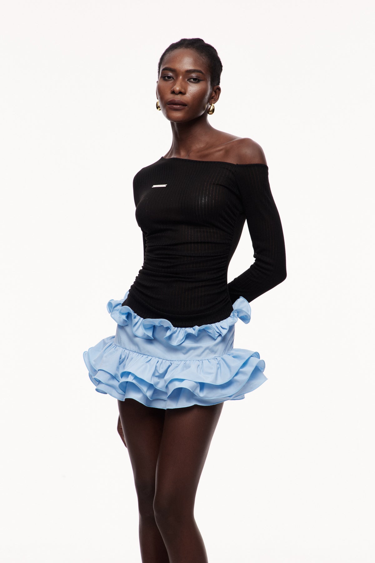 Xue Mesh Ruffle Mini Dress