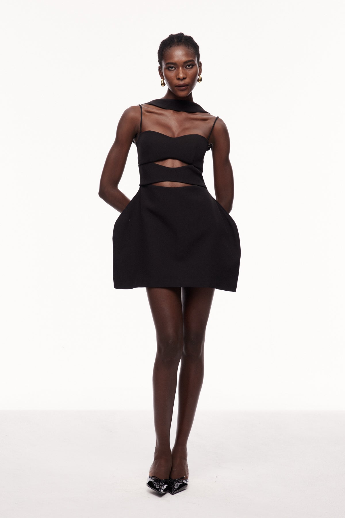 Xulia Halter Neck Cutout Deconstruct Mini Dress