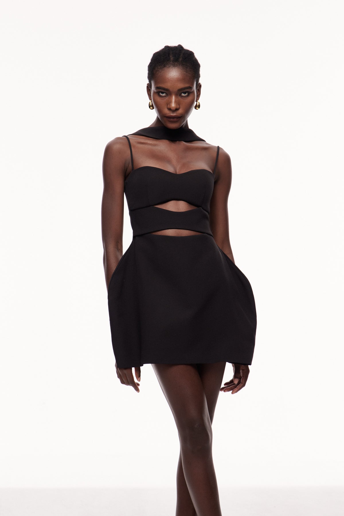 Xulia Halter Neck Cutout Deconstruct Mini Dress