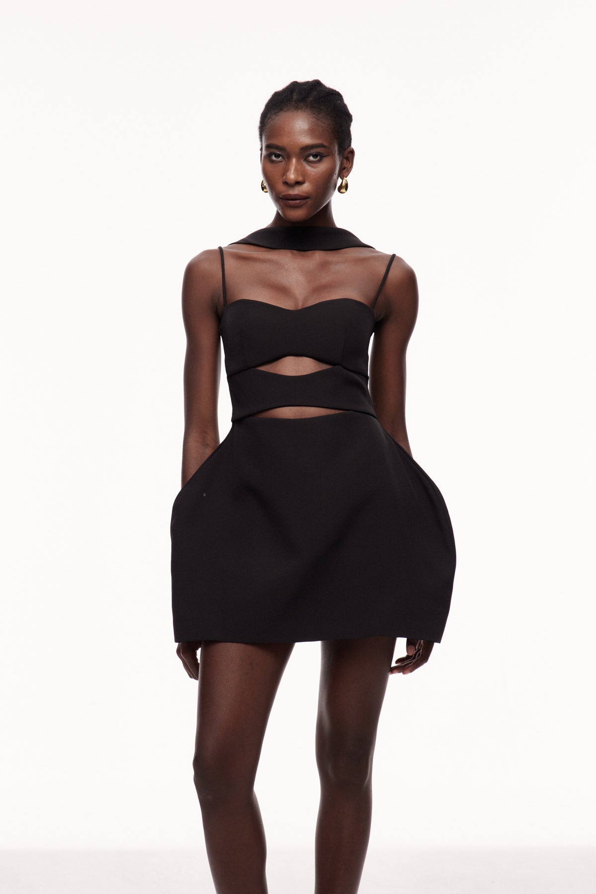 Xulia Halter Neck Cutout Deconstruct Mini Dress