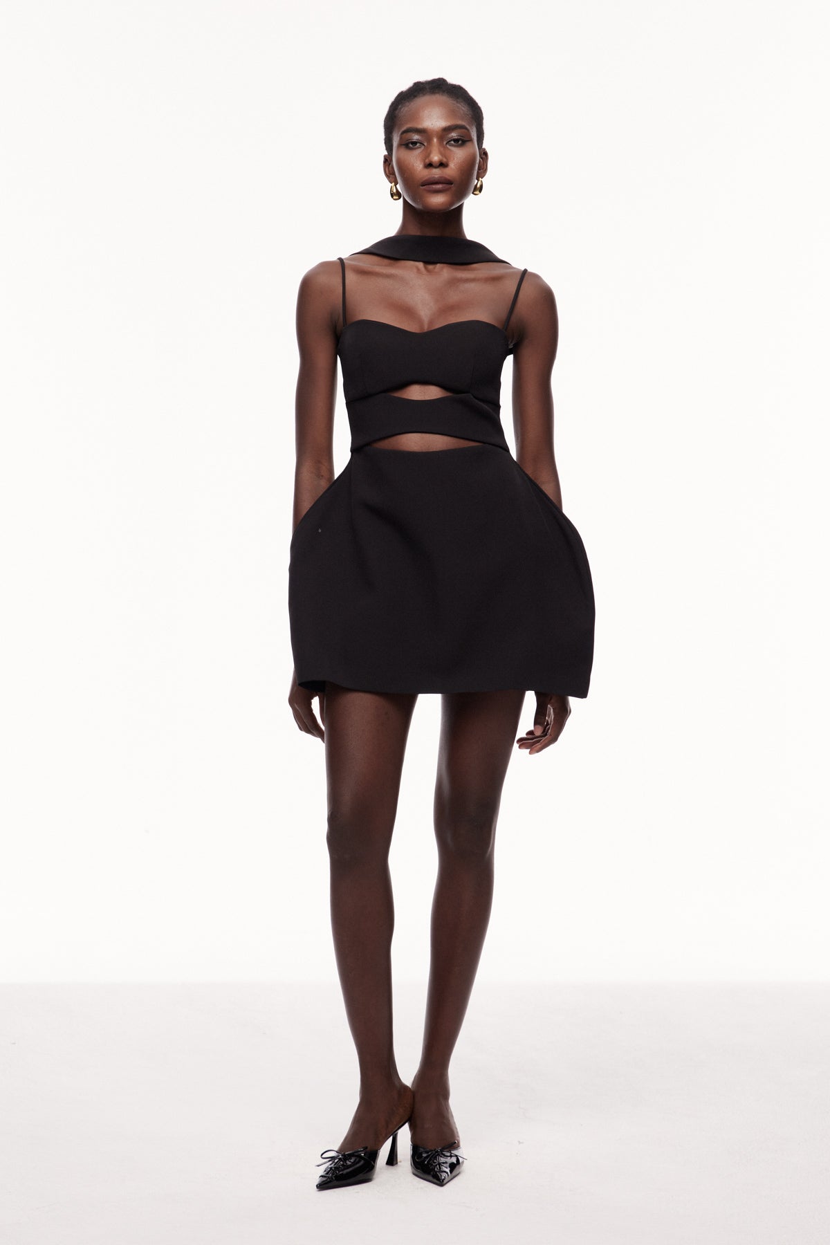 Xulia Halter Neck Cutout Deconstruct Mini Dress