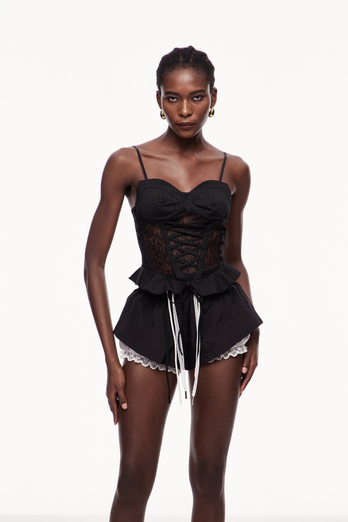 Xulio Lace Ruffle Spaghetti Corset Top