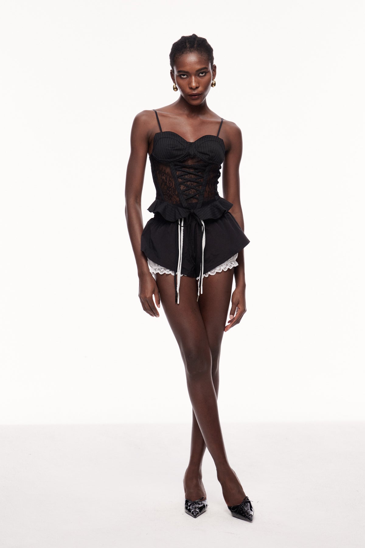 Xulio Lace Ruffle Spaghetti Corset Top