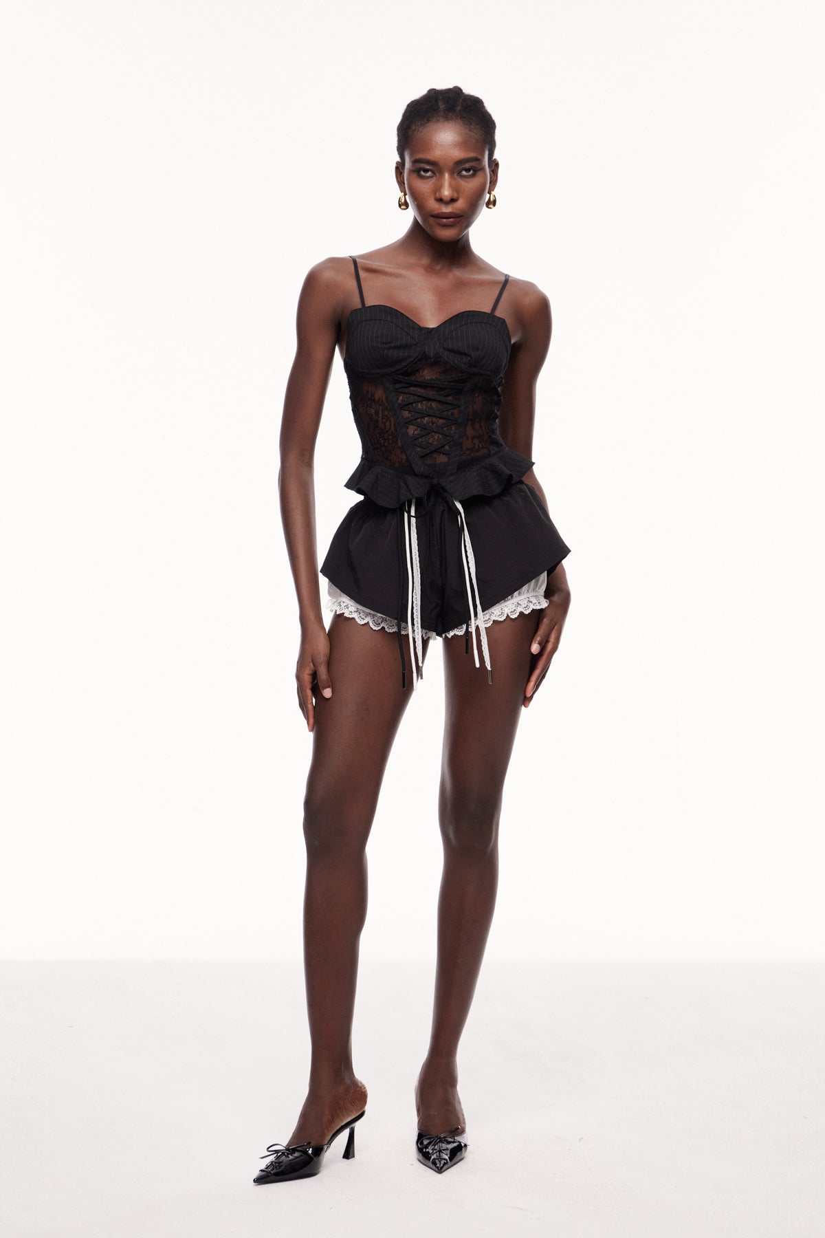 Xulio Lace Ruffle Spaghetti Corset Top