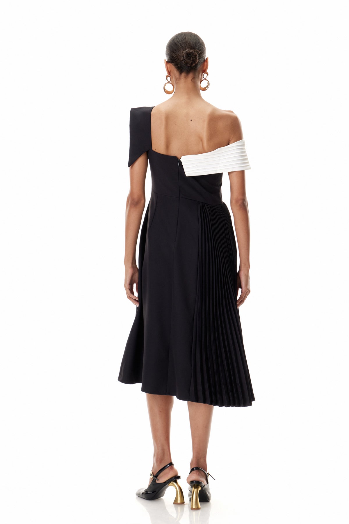 Ya Asymmetric Lapel Midi Dress