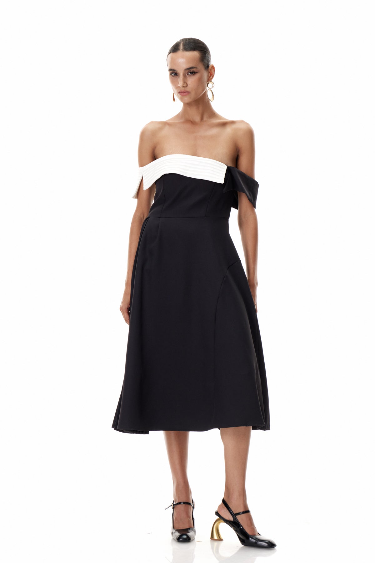 Ya Asymmetric Lapel Midi Dress