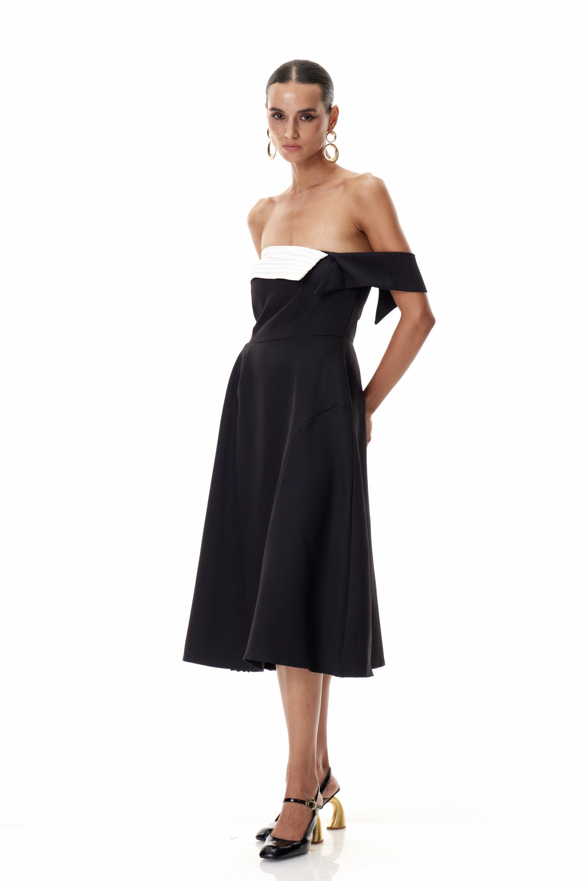 Ya Asymmetric Lapel Midi Dress