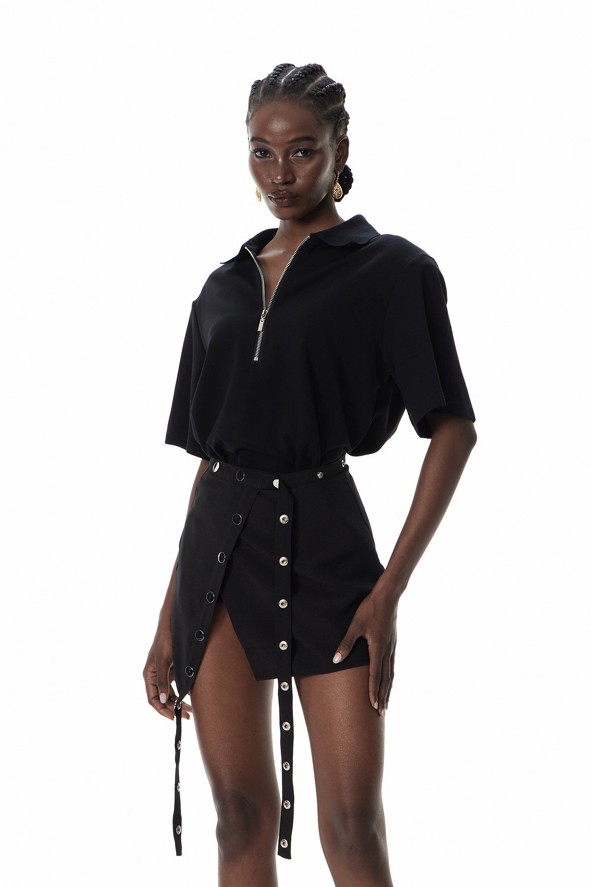 Yadira Lapel Embellished Deconstruct Skirt Set