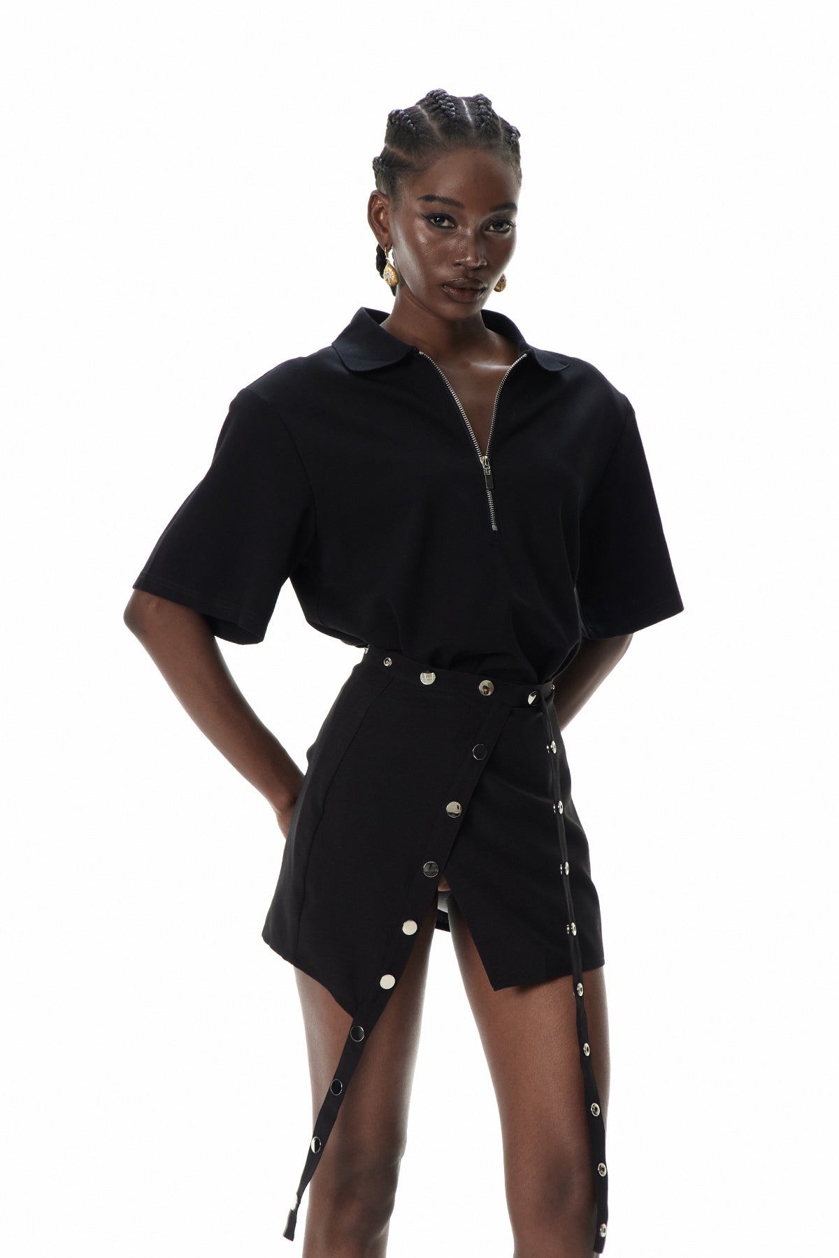 Yadira Lapel Embellished Deconstruct Skirt Set