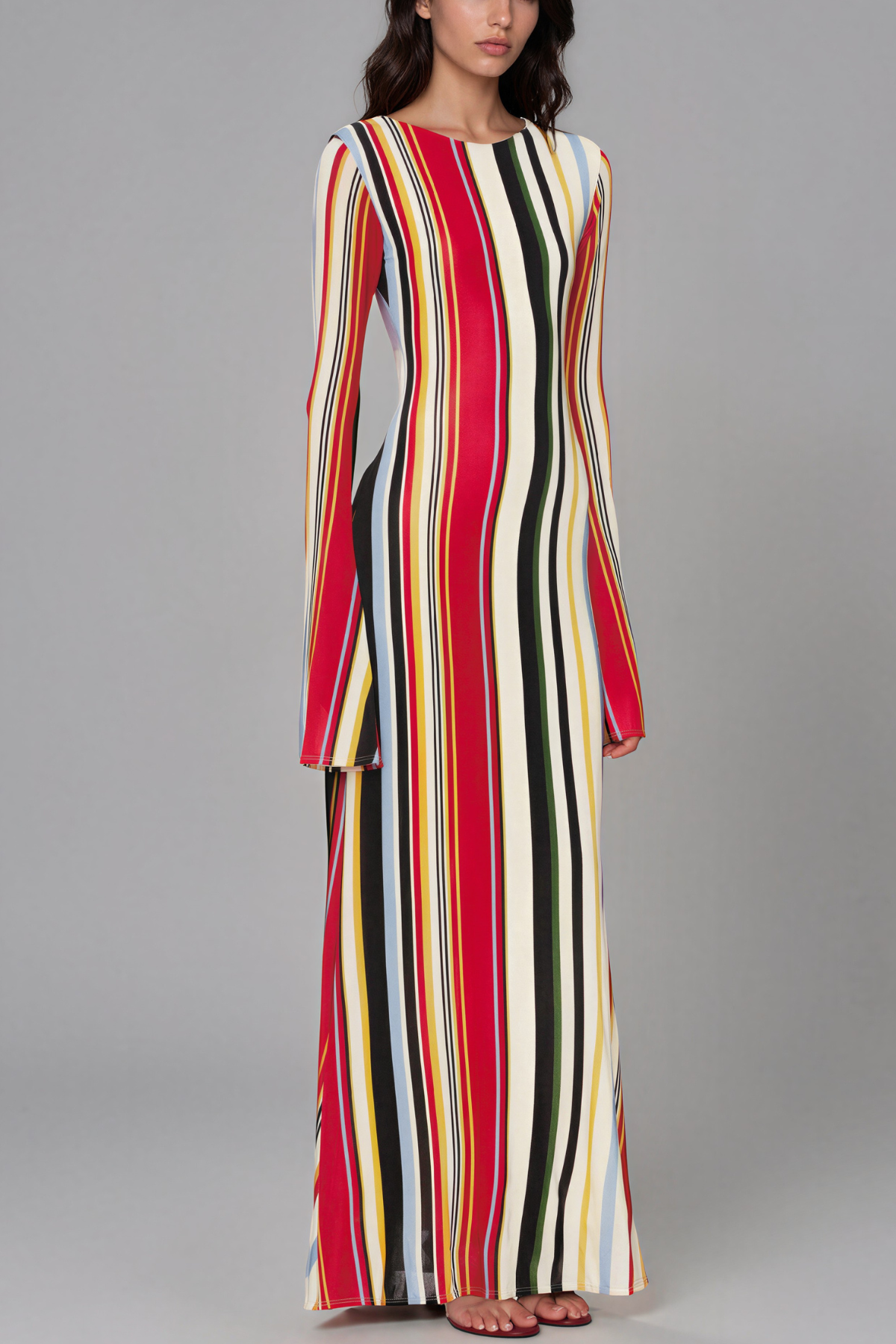 Yena Long Sleeve Stripe Maxi Dress