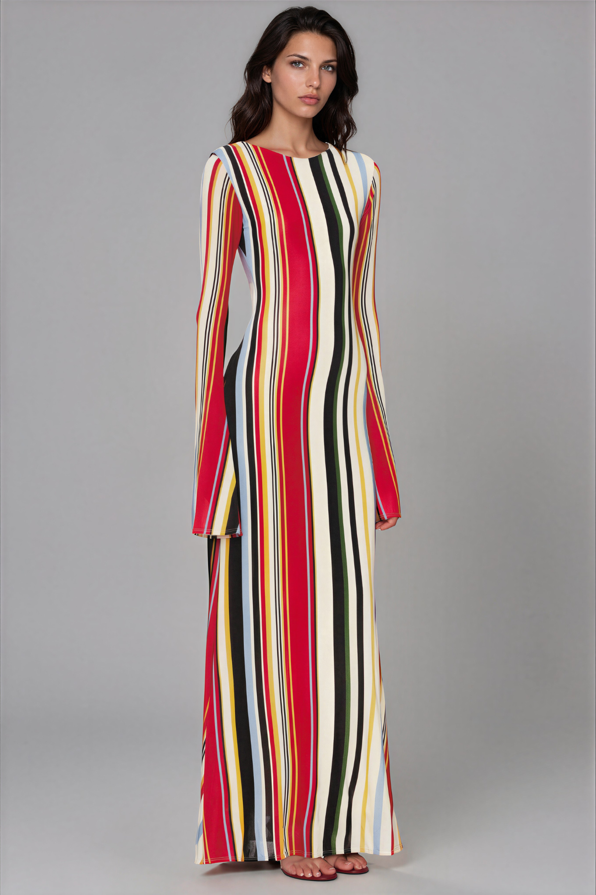 Yena Long Sleeve Stripe Maxi Dress
