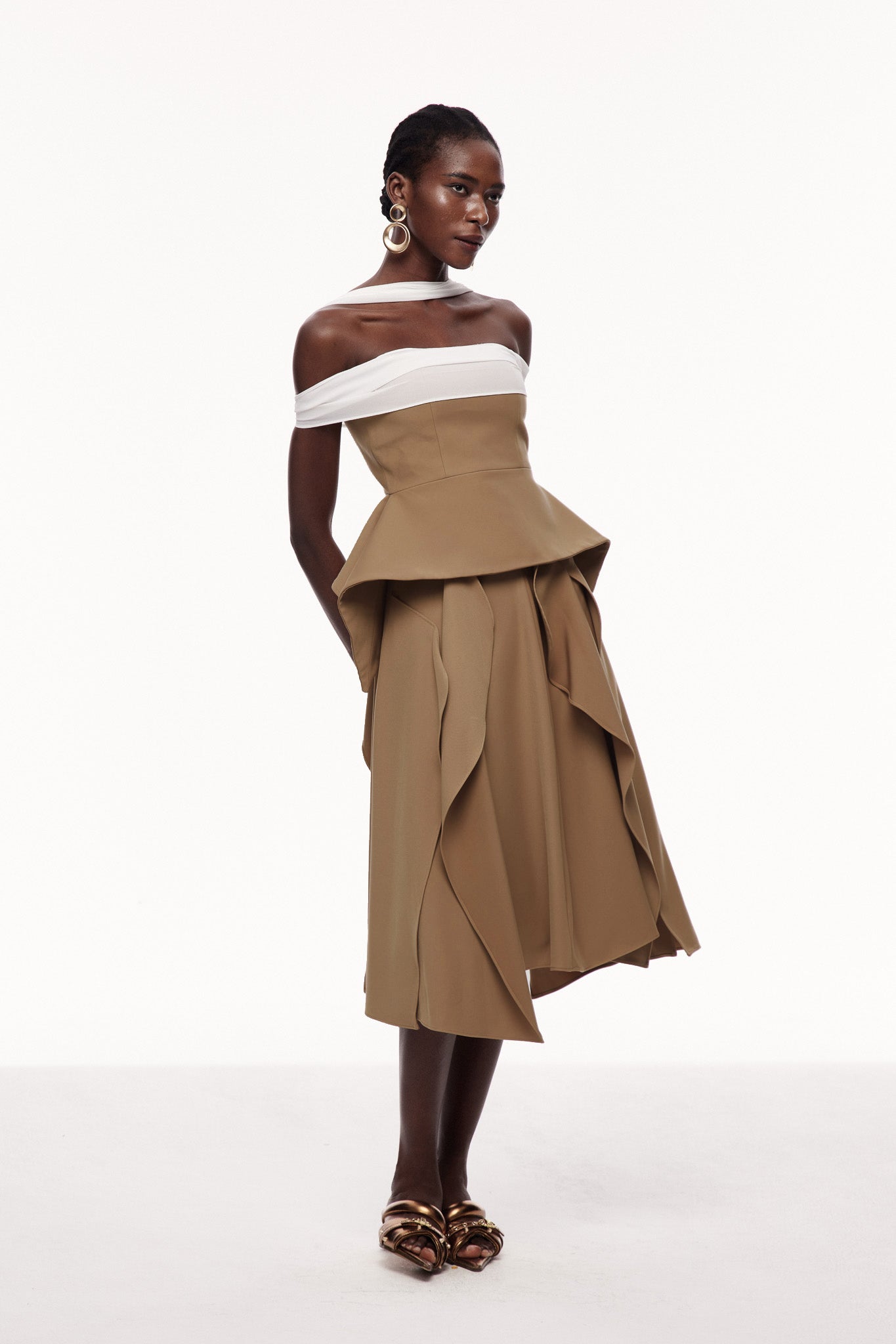 Yoko Off Shoulder Asymmetric Maxi Dress