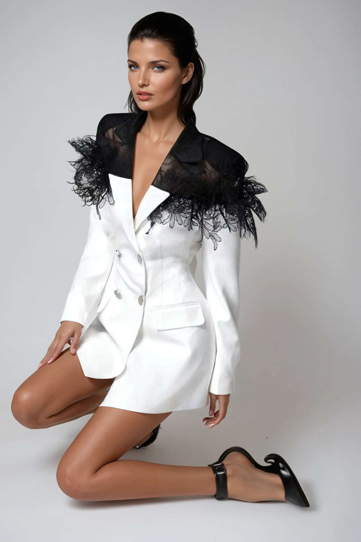 Zarja Lace Lapel Blazer