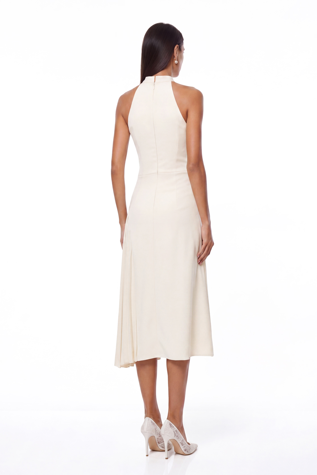 Zion Sleeveless Ruch Deconstruct  Maxi Dress In White