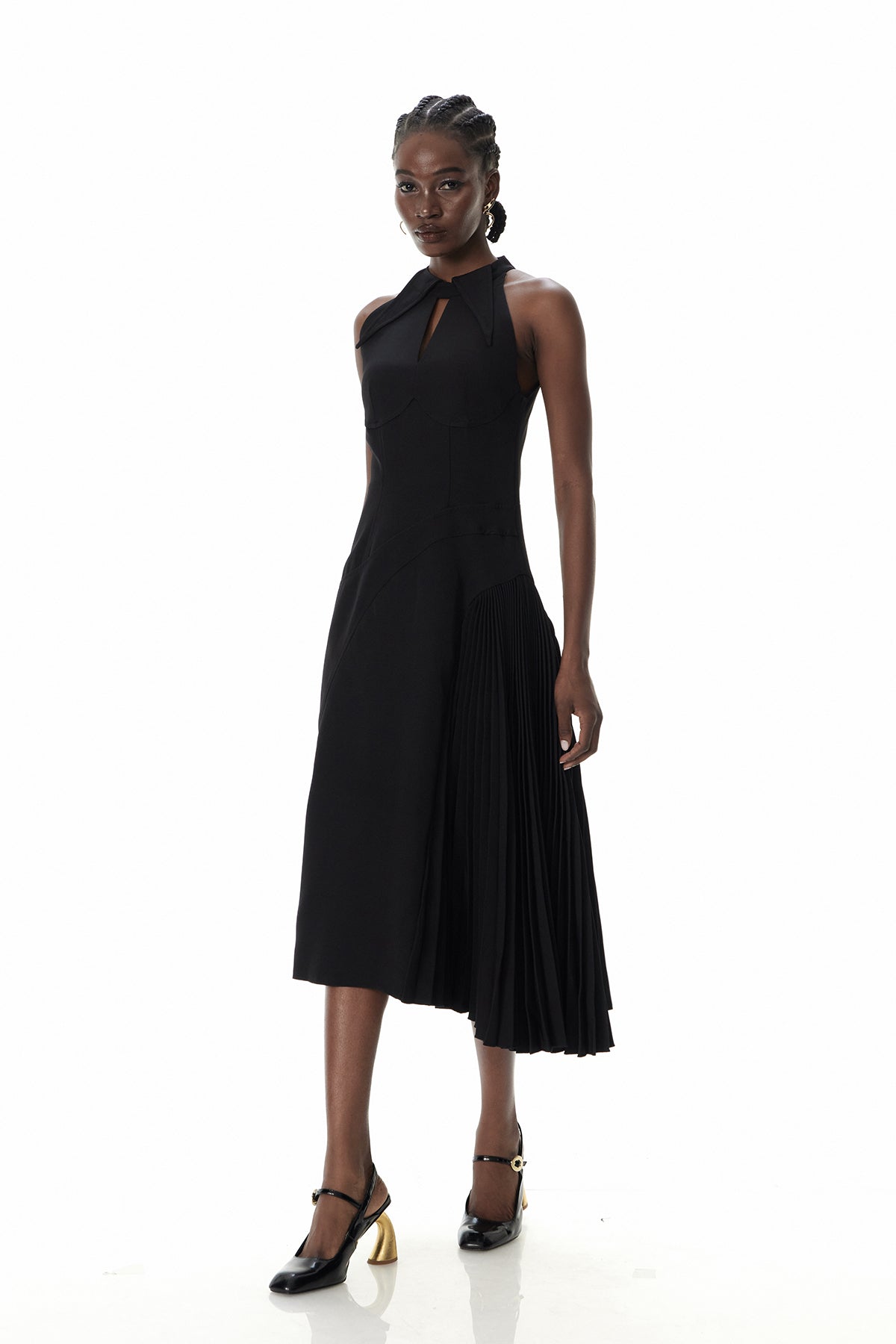 Zion Sleeveless Ruch Deconstruct  Maxi Dress In Black
