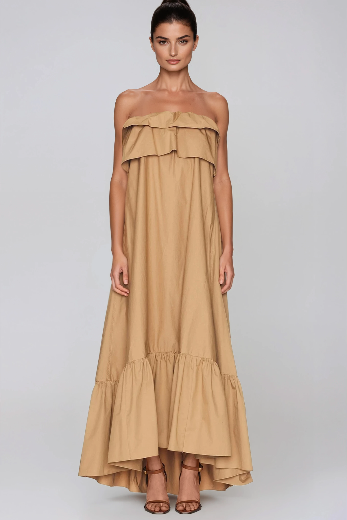 Hepsie Strapless Ruffle Maxi Dress
