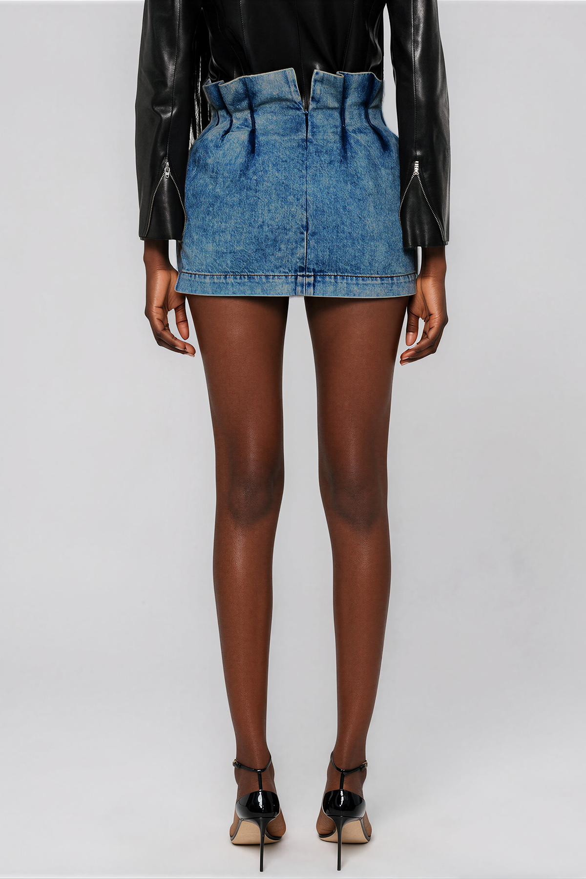 Kahlilia Denim Ruch Mini Skirt