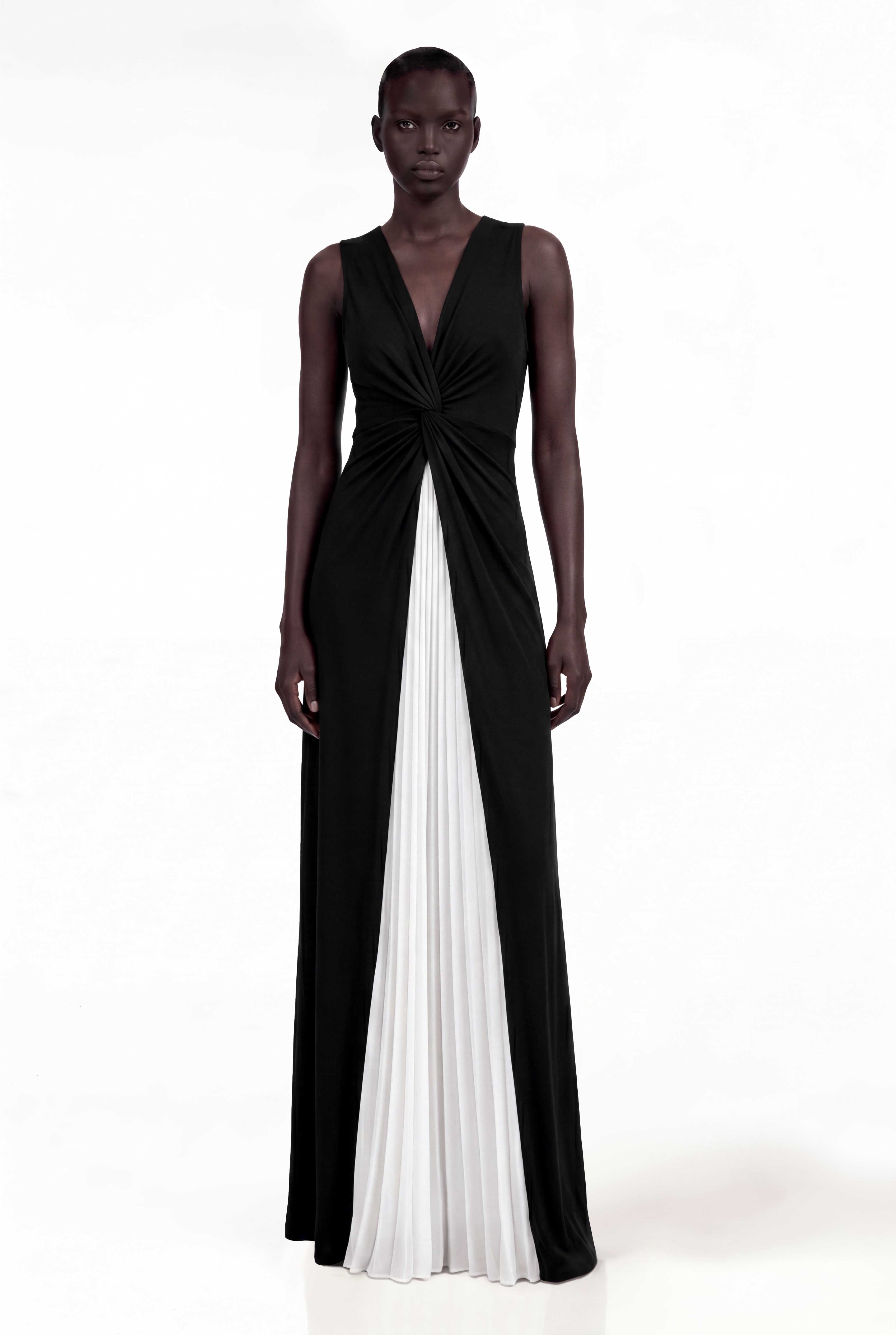 JaMarcus Twist Colorblock Ruch Maxi Dress
